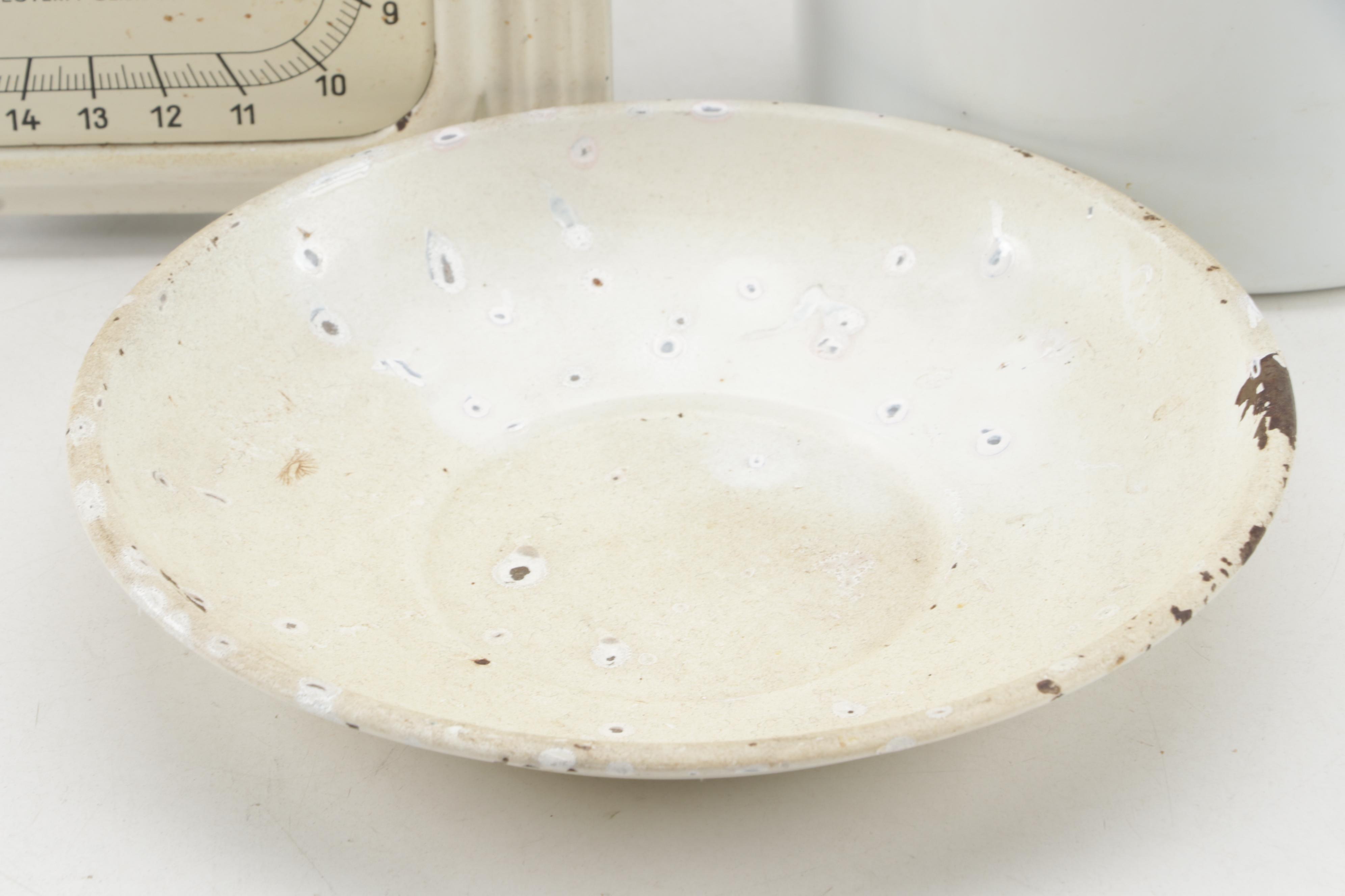 Enameled Metal Pots, Scale, Plate, Mixer and More