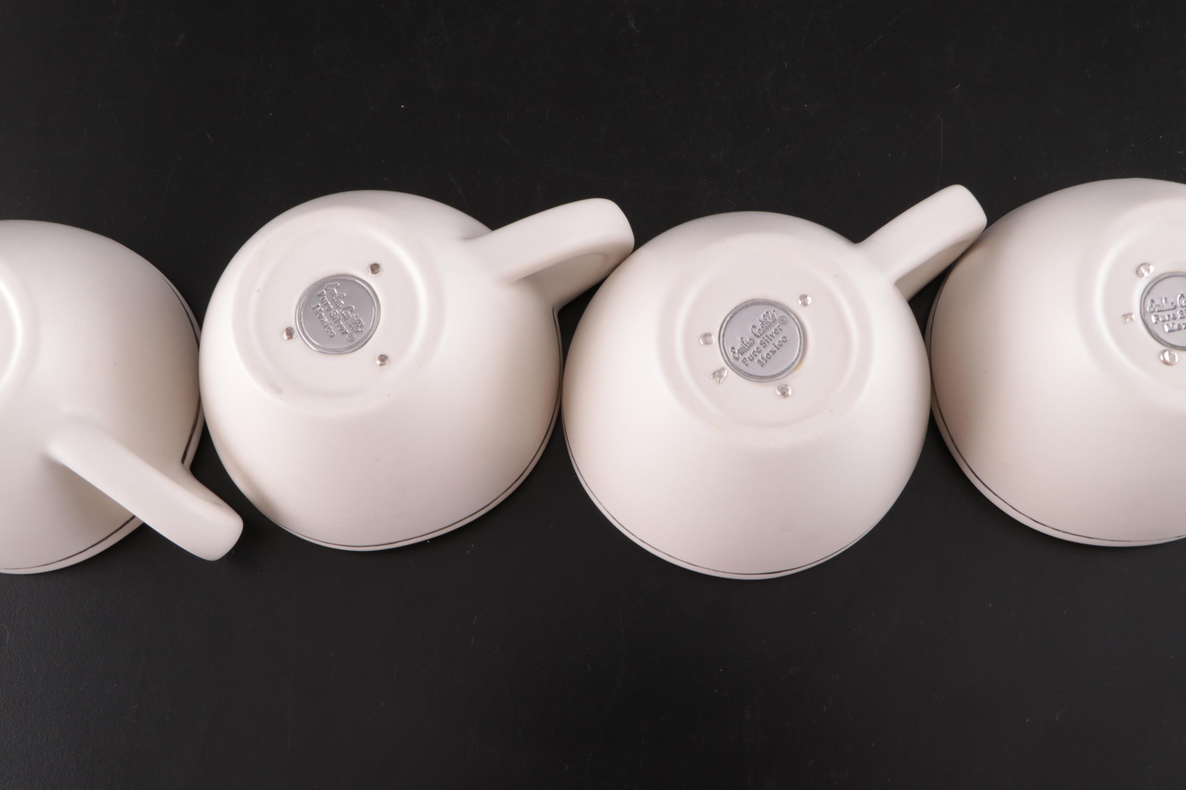 Emilia Castillo Silver Inlaid Ceramic Cups