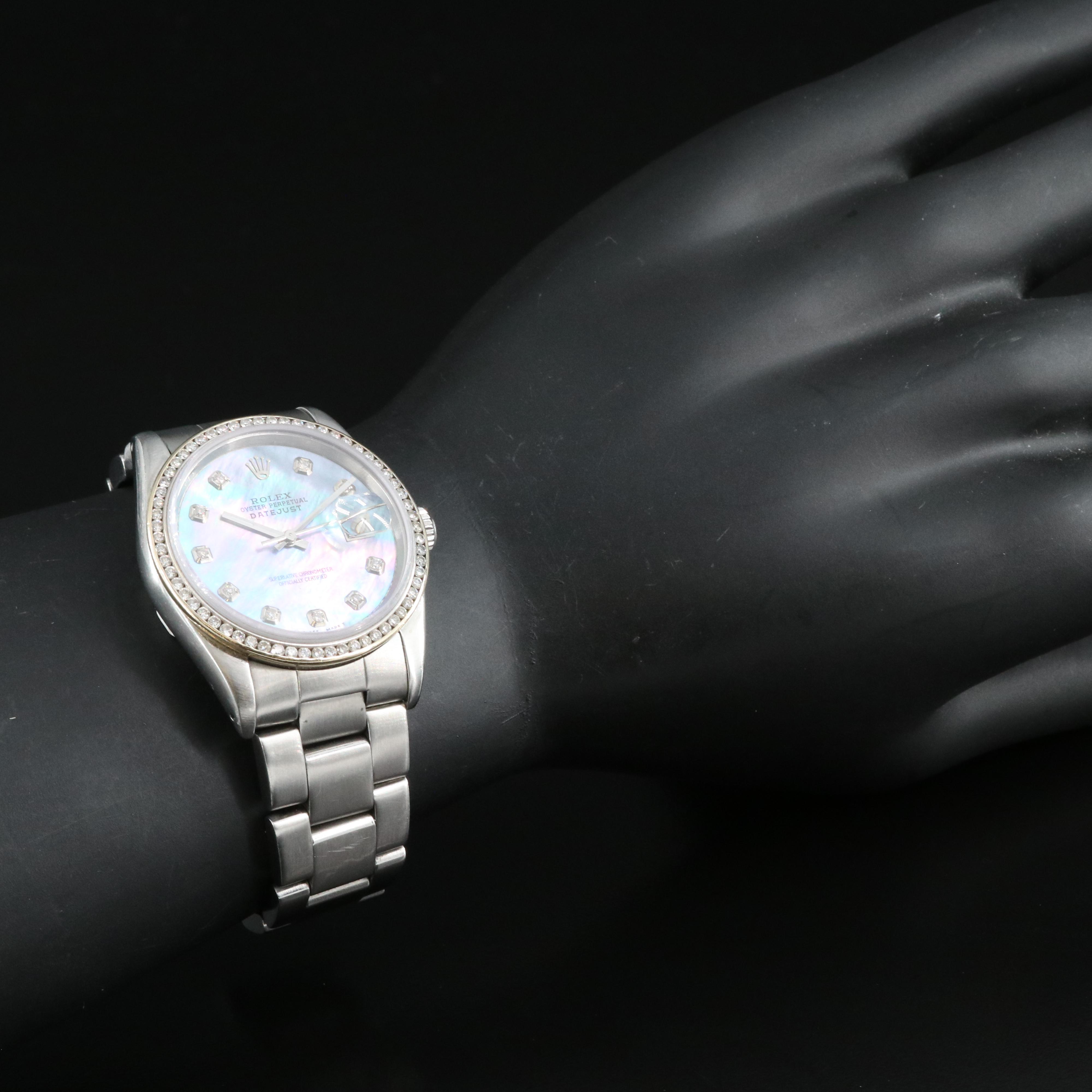 Rolex Oyster Perpetual Datejust with Custom Dial and Bezel Watch