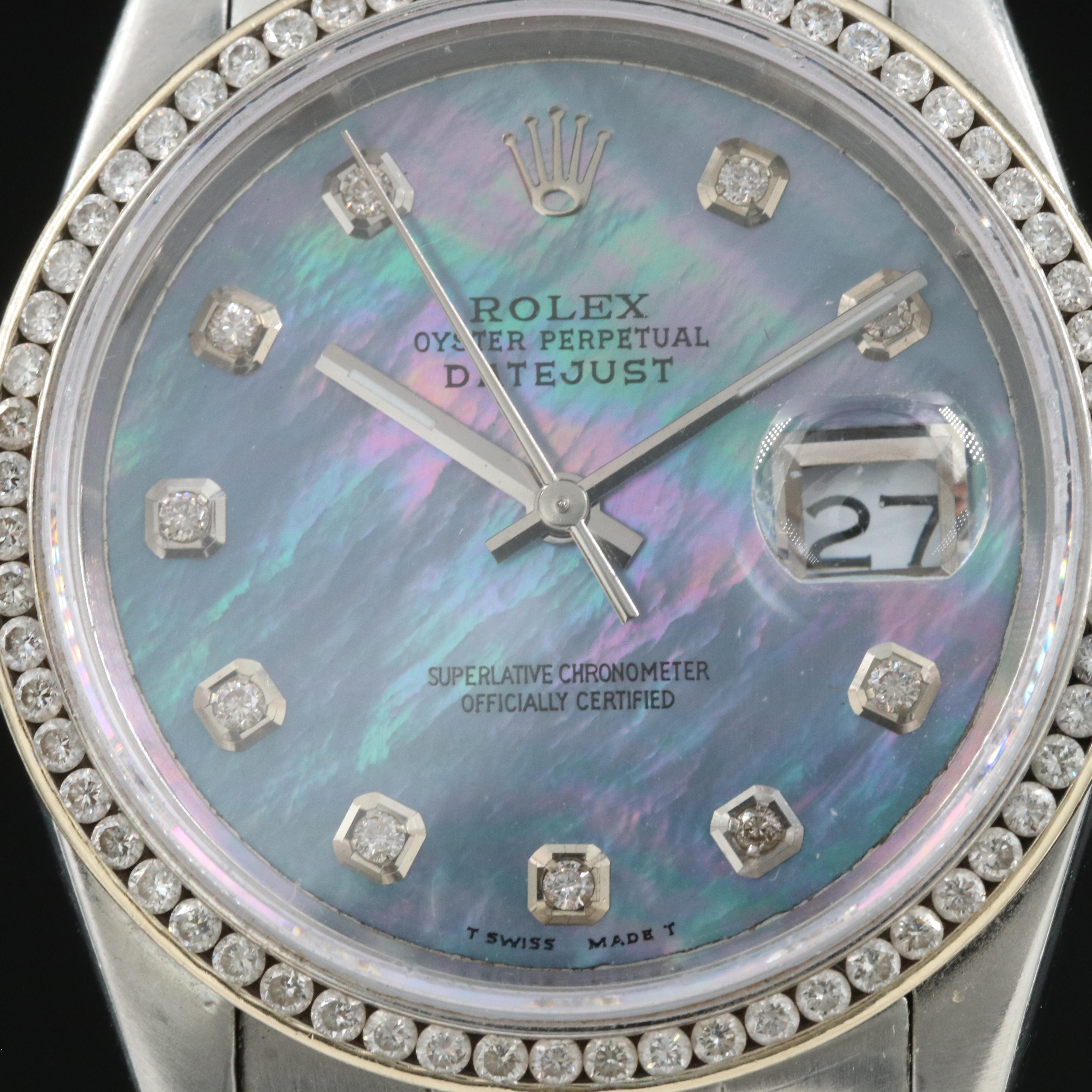 Rolex Oyster Perpetual Datejust with Custom Dial and Bezel Watch