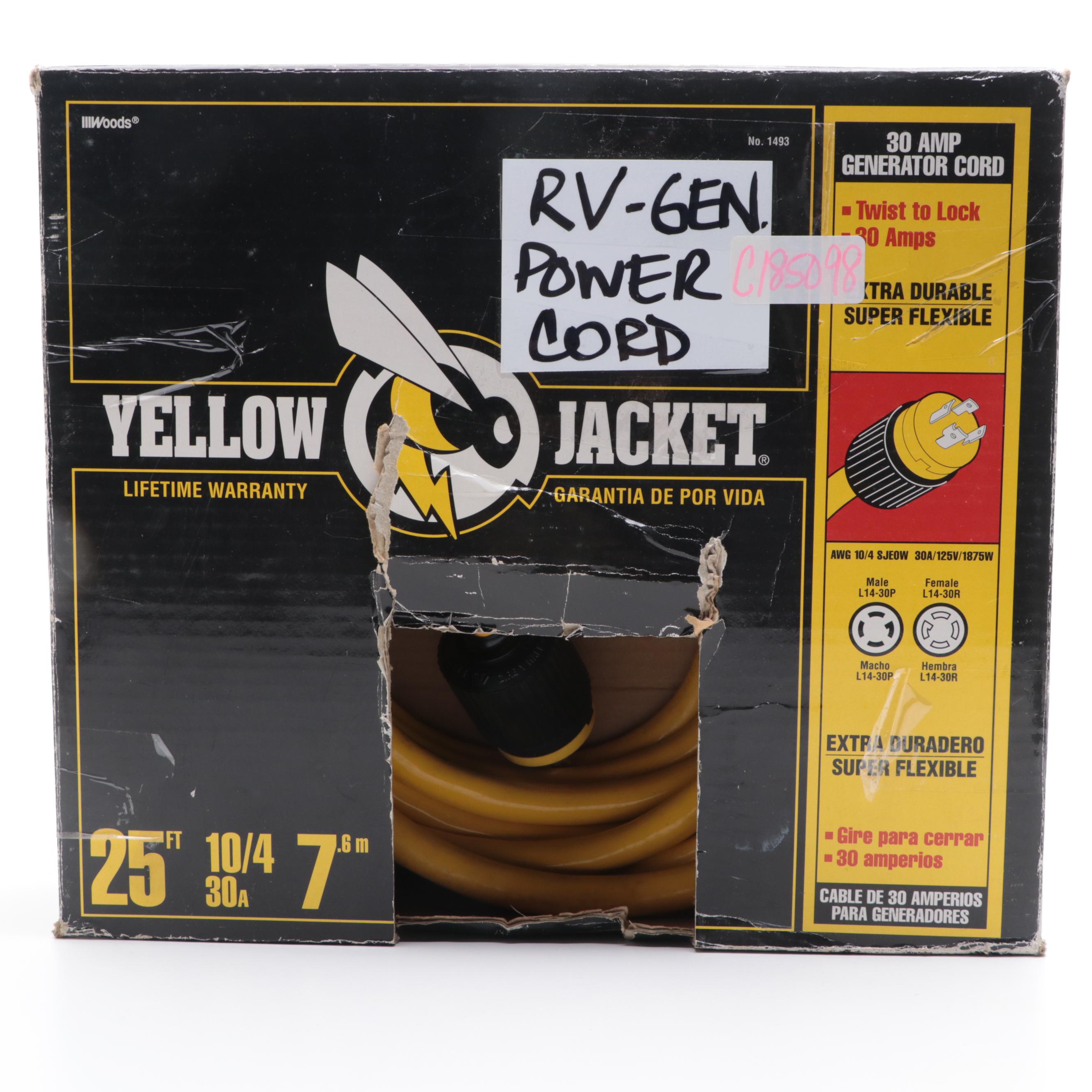 Yellow Jacket Generator Power Cord