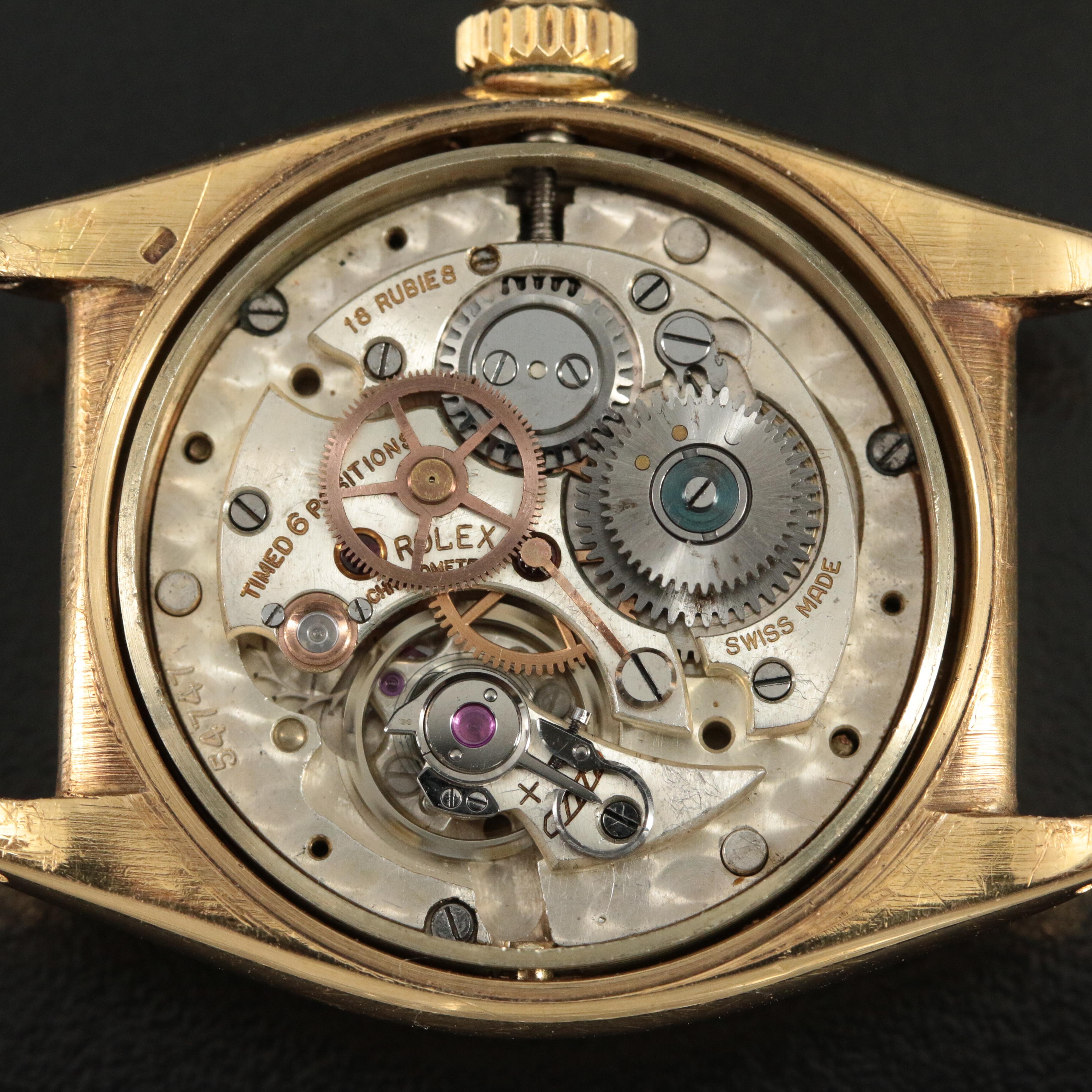 Vintage Rolex 18K Bubbleback Midsize Oyster Perpetual Watch