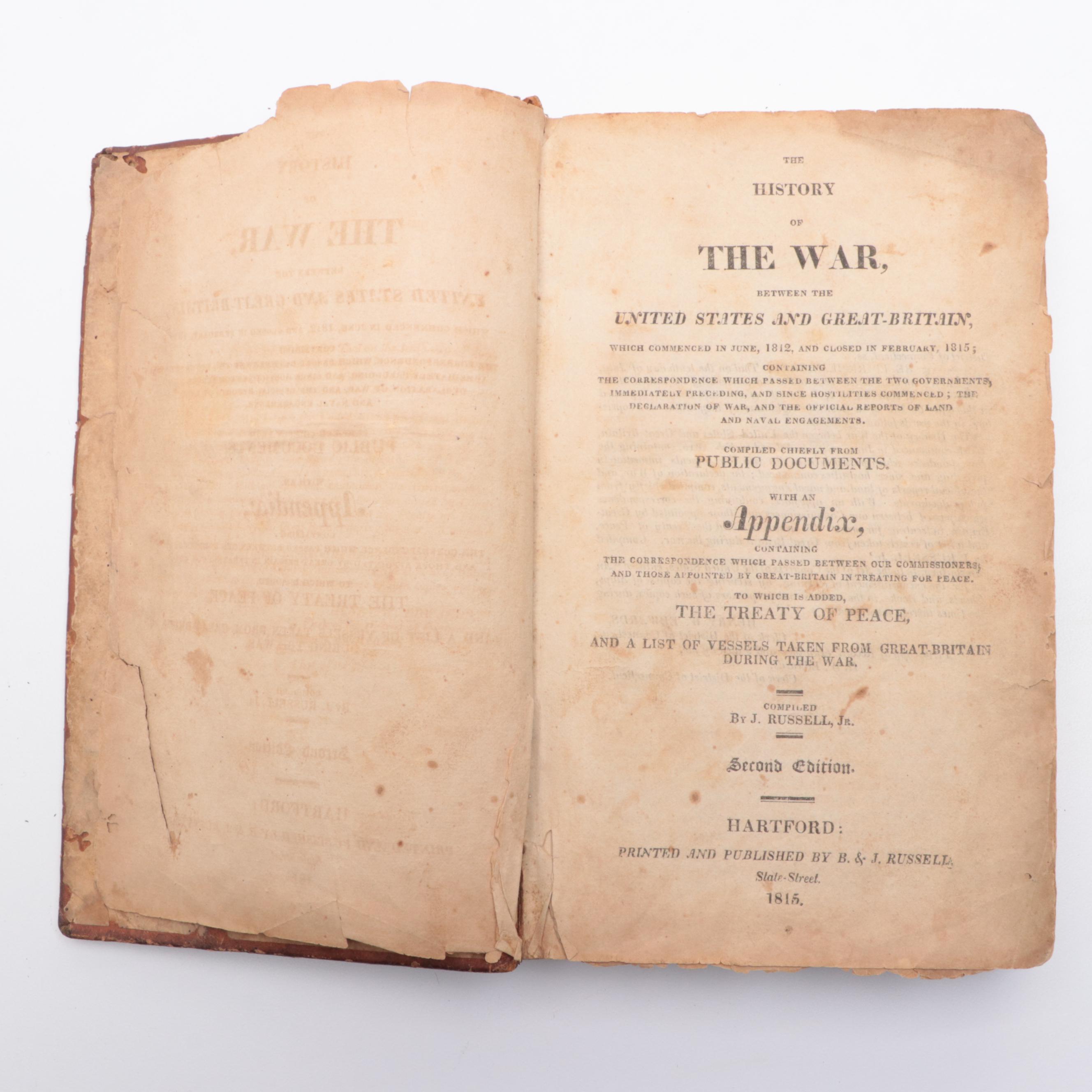Second Edition "The History of the War" Compiled by J. Russell Jr., 1815