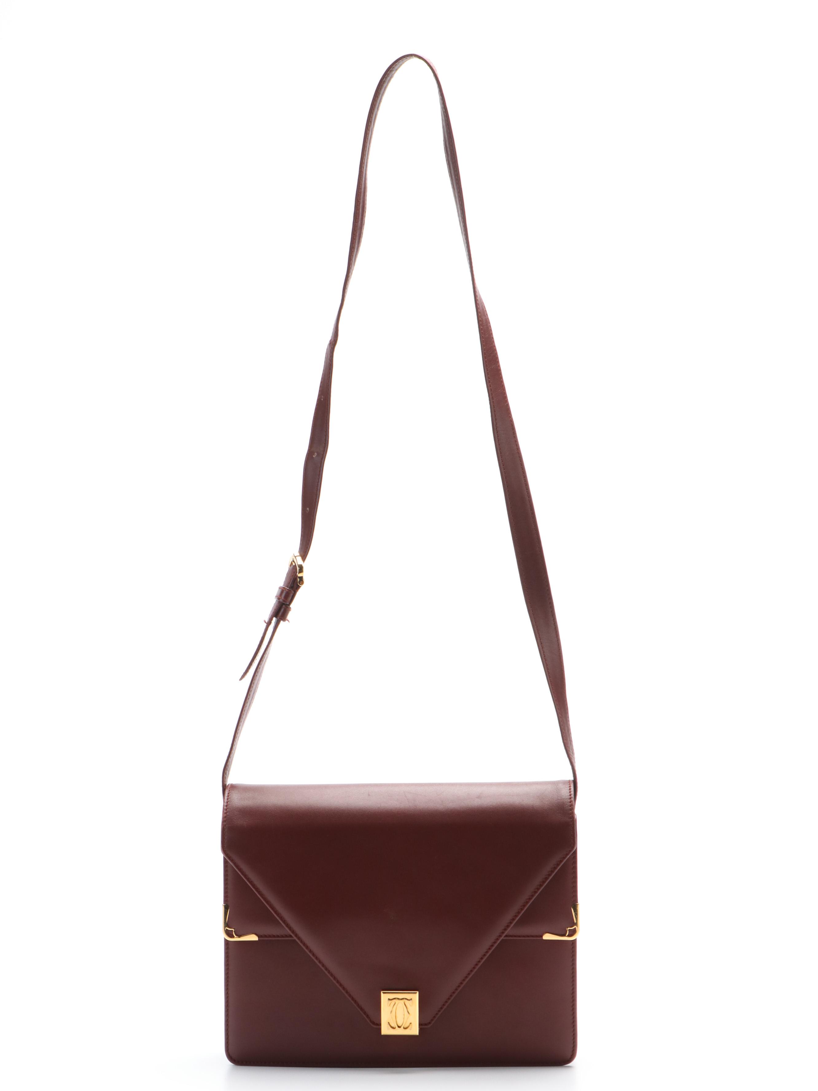 Cartier Must de Cartier Double Flap Envelope Bordeaux Leather Shoulder Bag