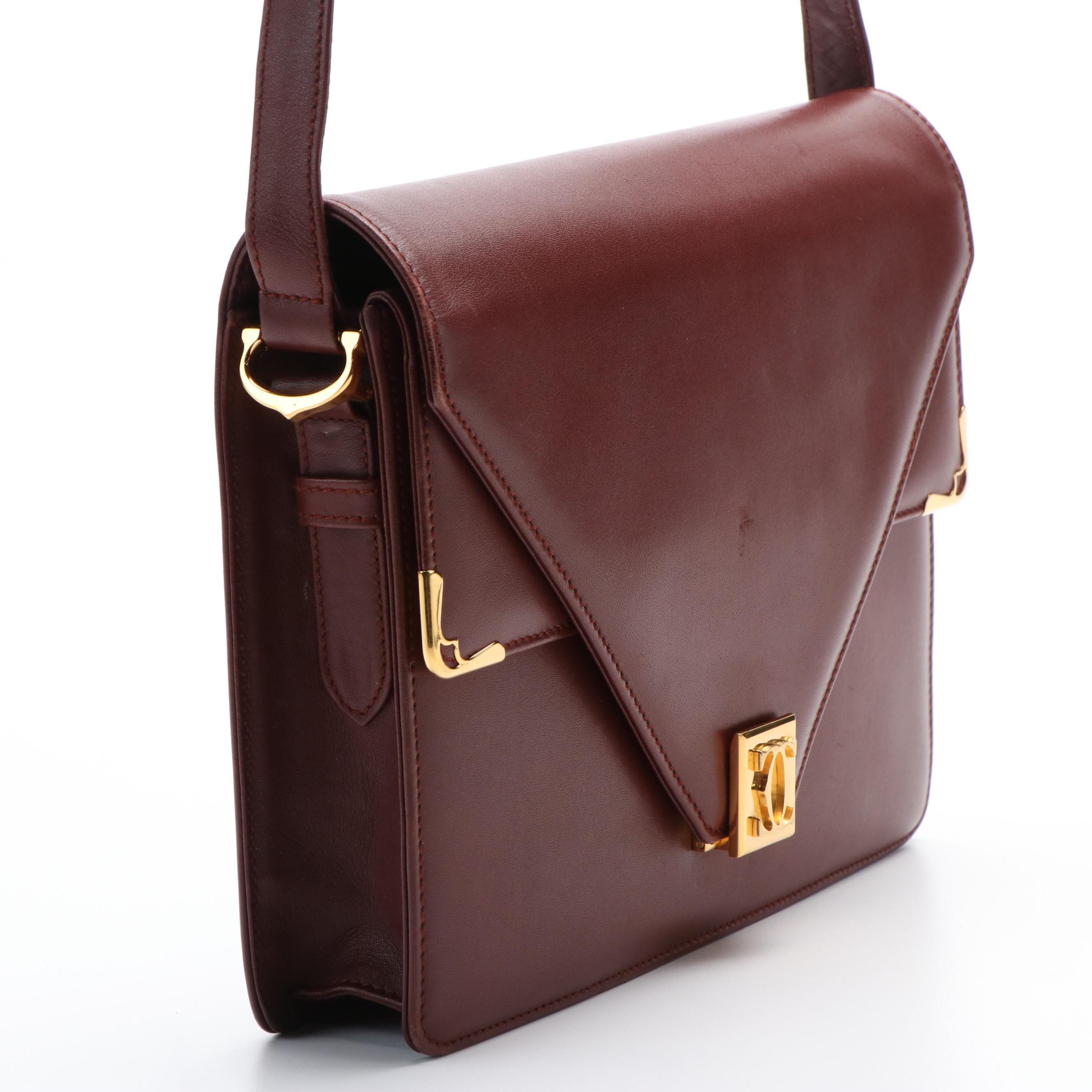 Cartier Must de Cartier Double Flap Envelope Bordeaux Leather Shoulder Bag