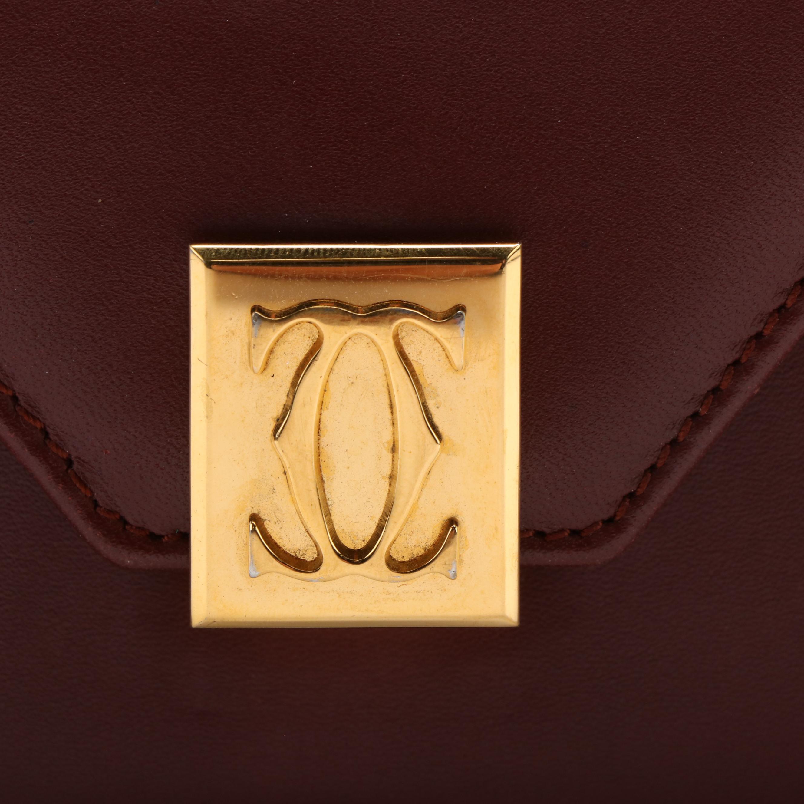 Cartier Must de Cartier Double Flap Envelope Bordeaux Leather Shoulder Bag