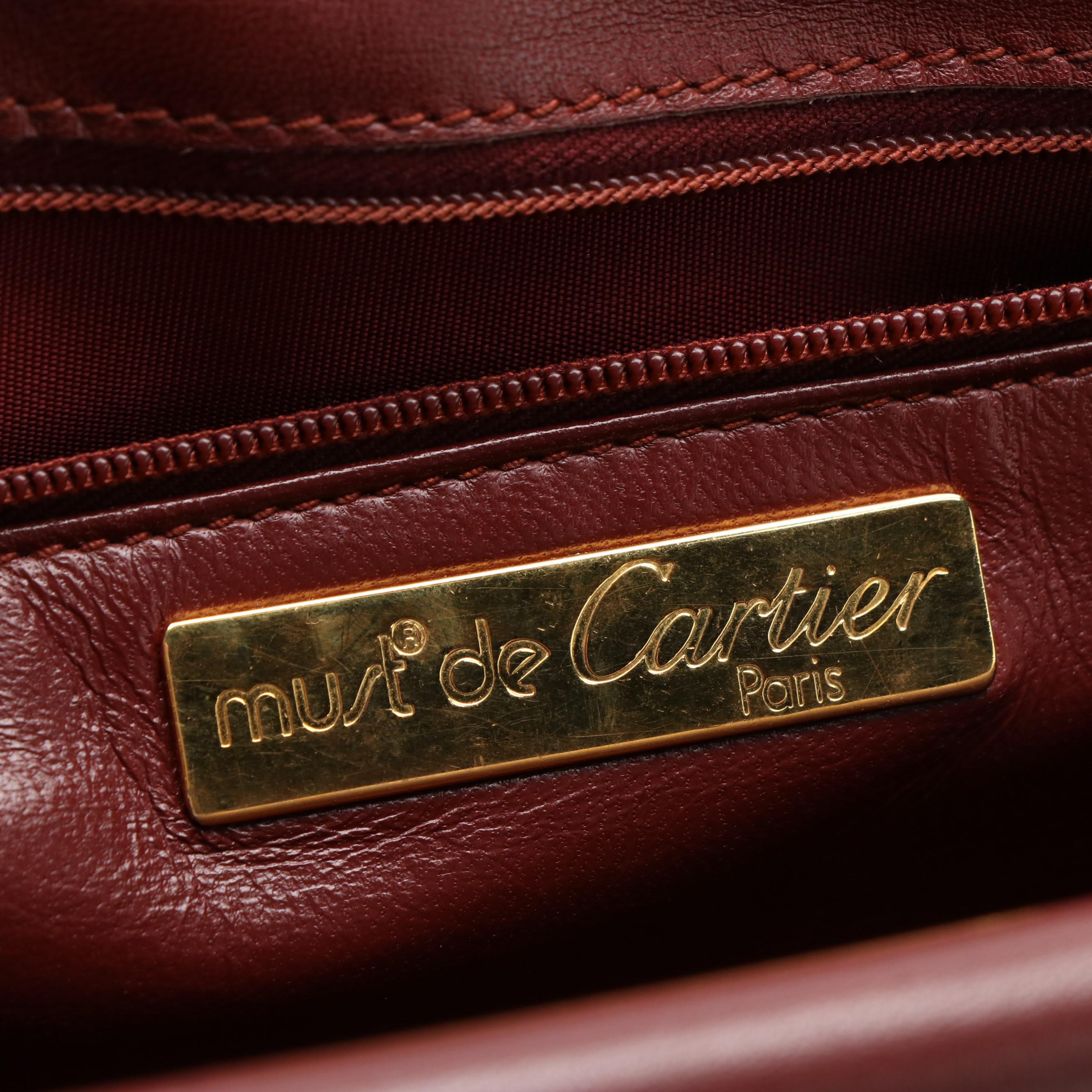 Cartier Must de Cartier Double Flap Envelope Bordeaux Leather Shoulder Bag