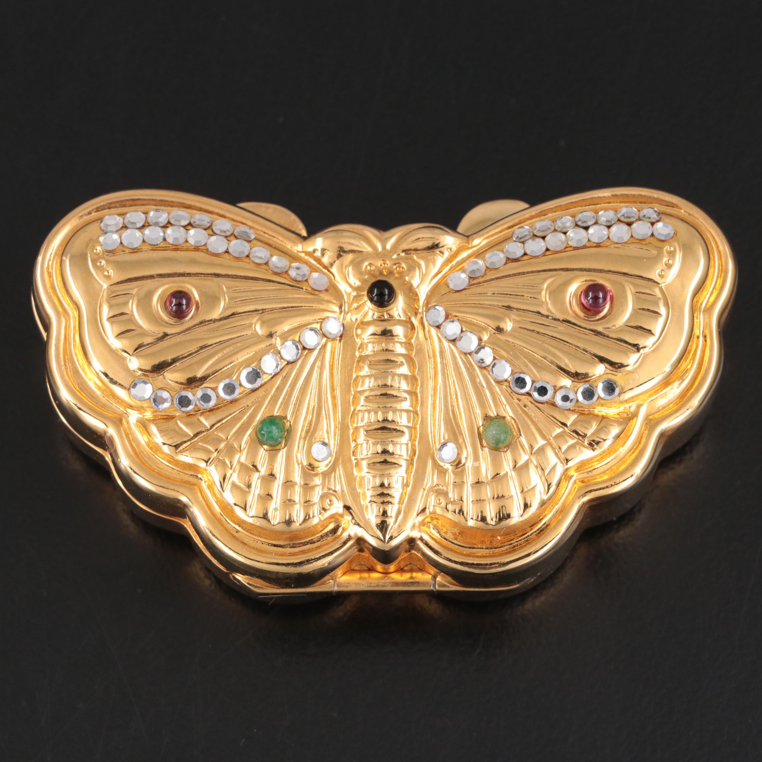 Judith Leiber Embellished Gilt Metal Butterfly Pill Box EBTH