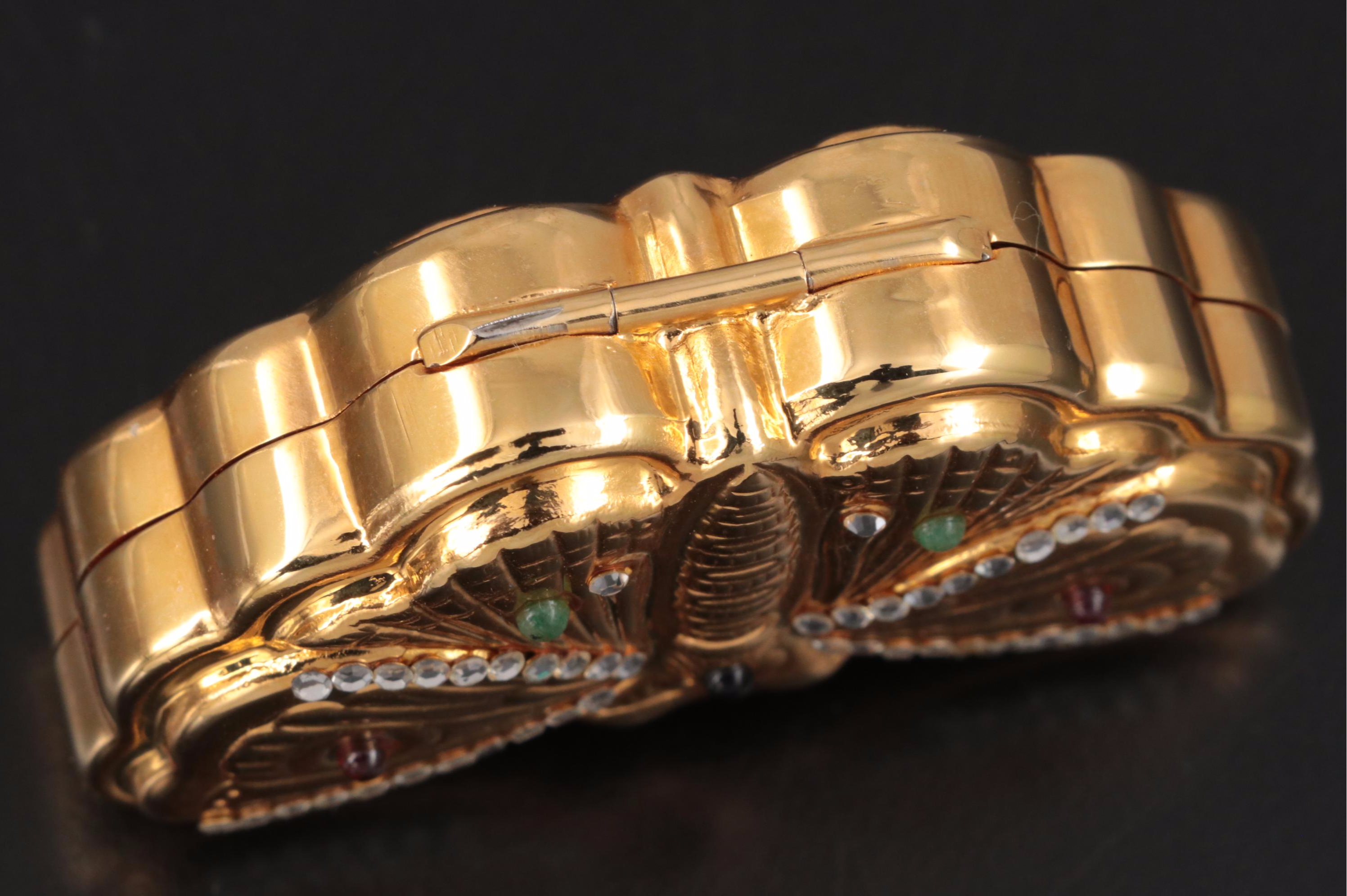 Judith Leiber Embellished Gilt Metal Butterfly Pill Box