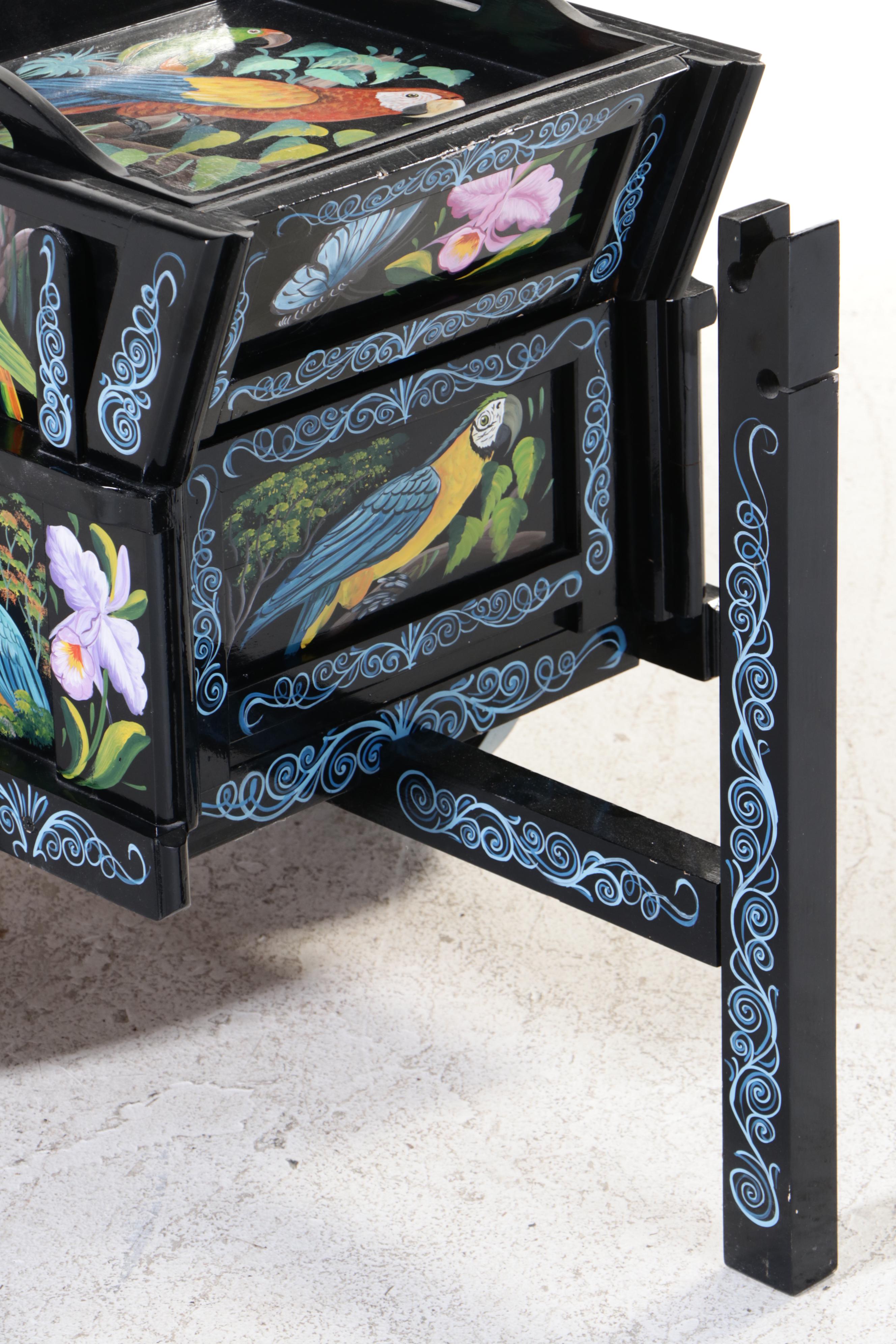 Costa Rican Style Painted Wooden Beverage Cart