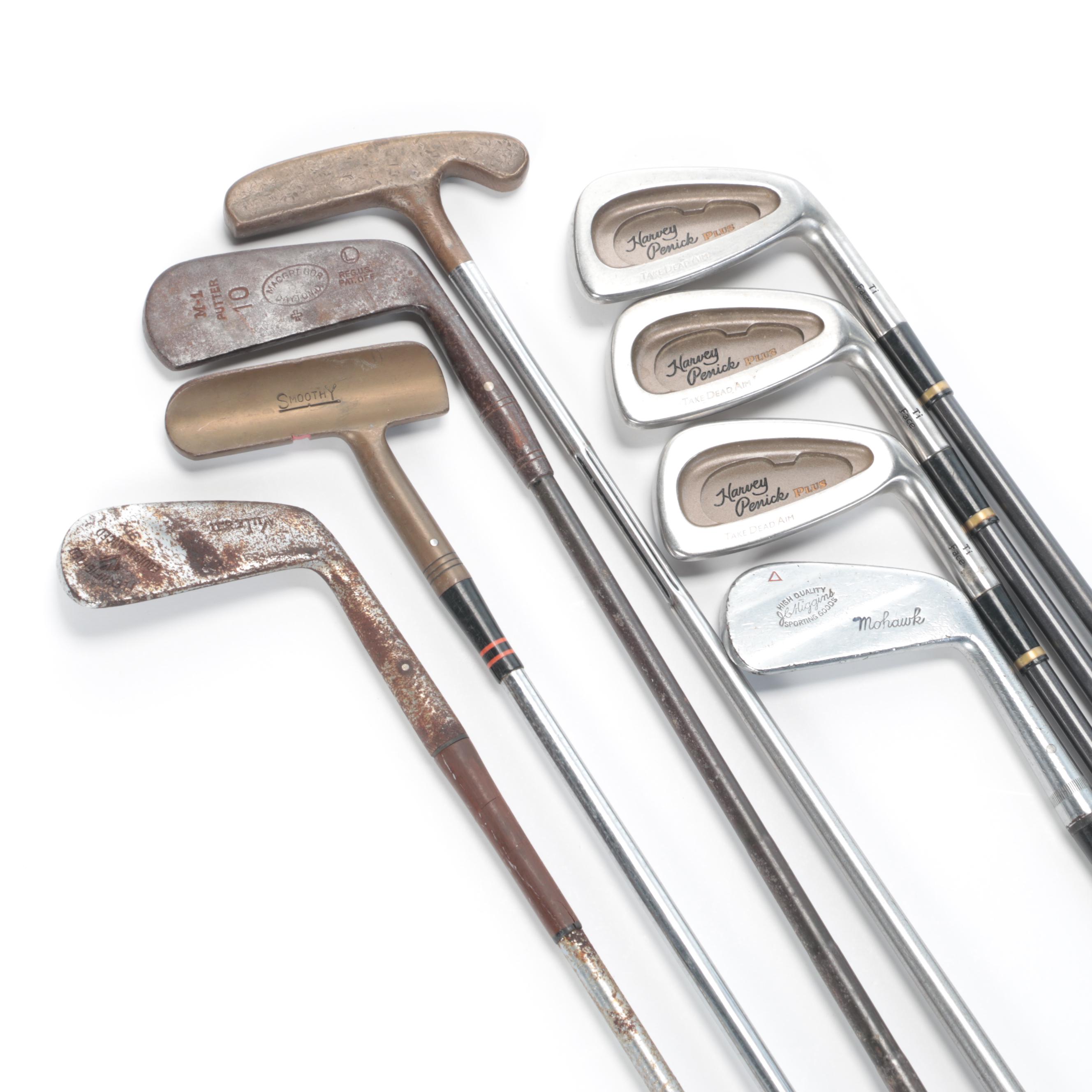 MacGregor, Harvey Penick, and More Golf Clubs with Golf Bag and Club