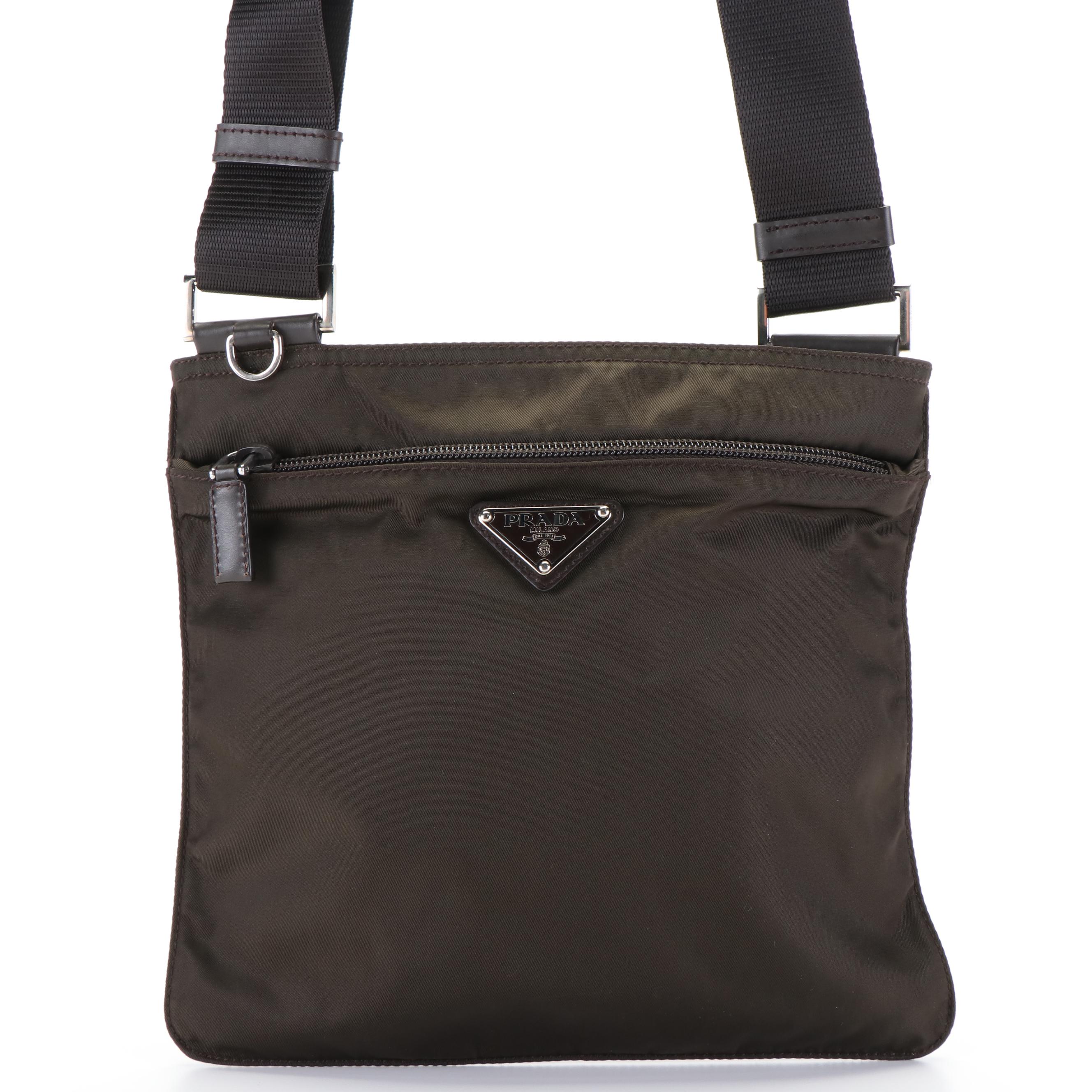 Prada Tessuto Flat Messenger Nylon Crossbody