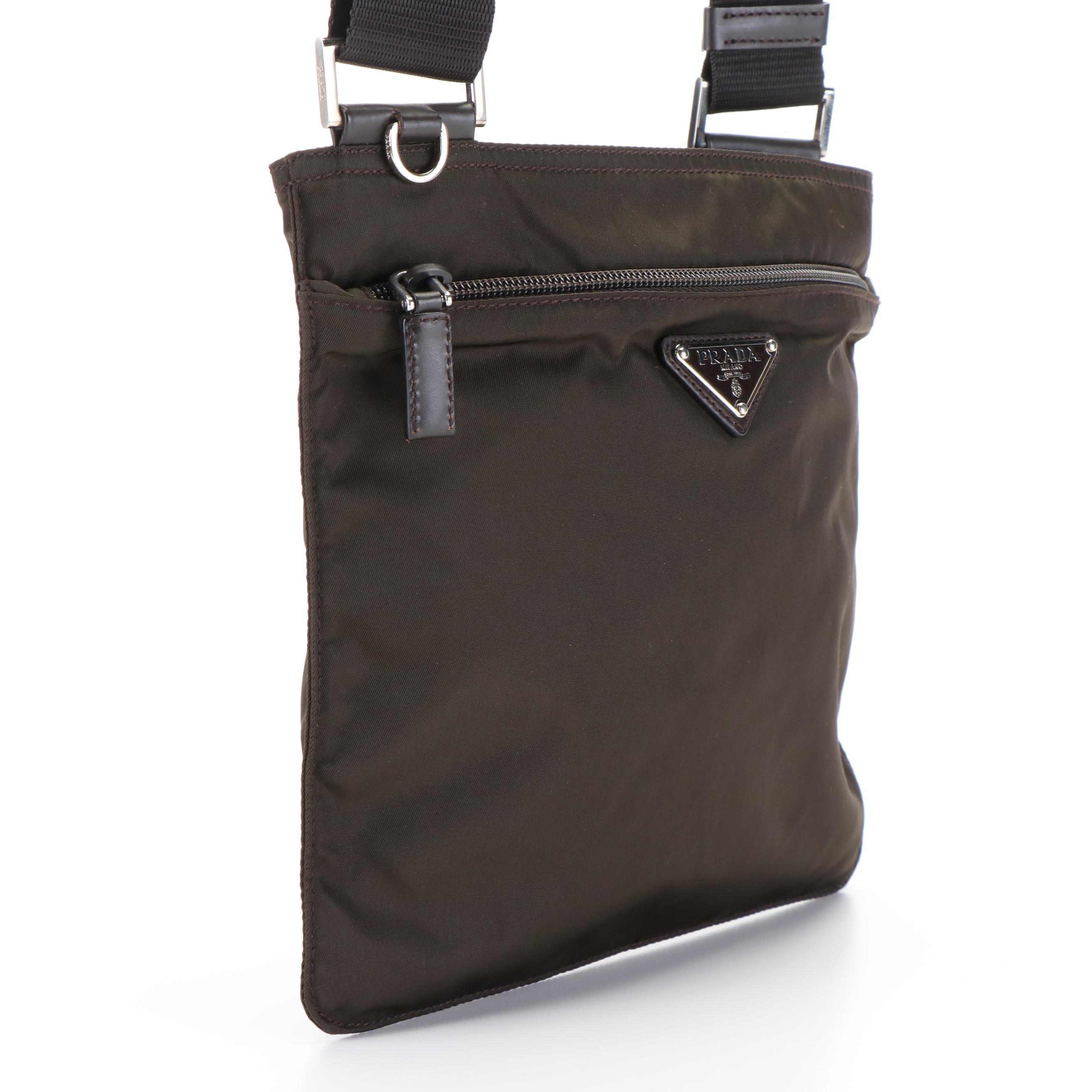 Prada Tessuto Flat Messenger Nylon Crossbody