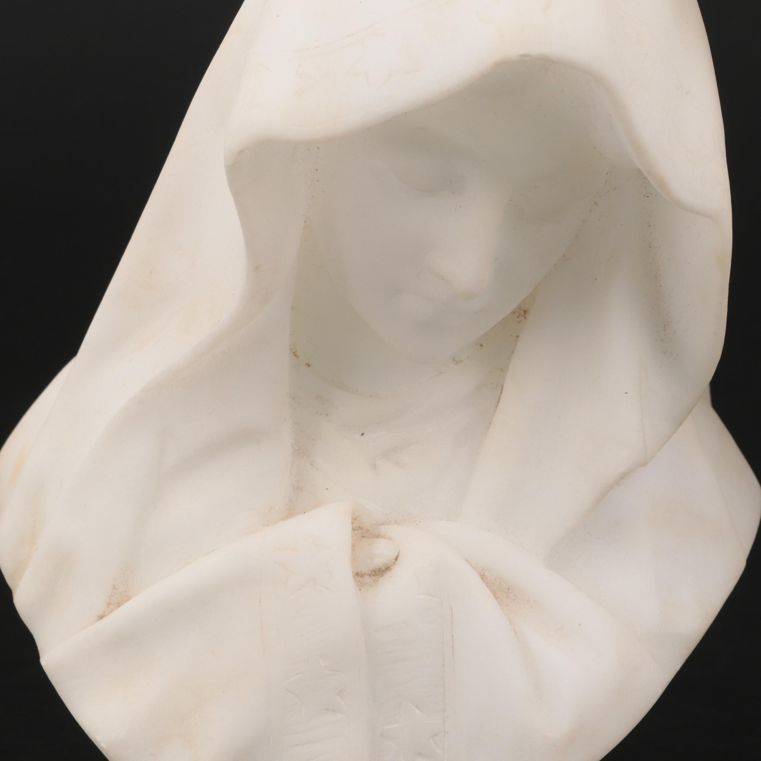 Italian Alabaster Madonna Figurines, Mid20th Century EBTH