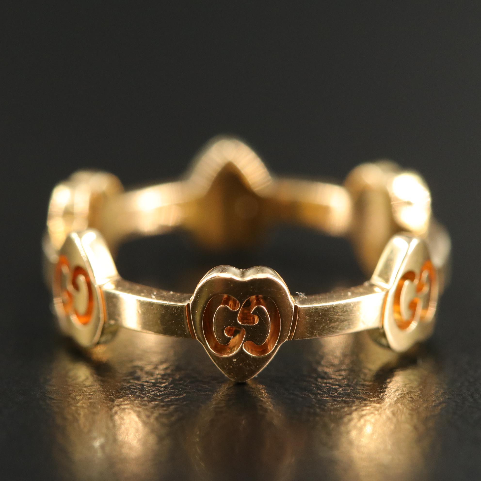 Gucci 18K GG Heart Logo Ring