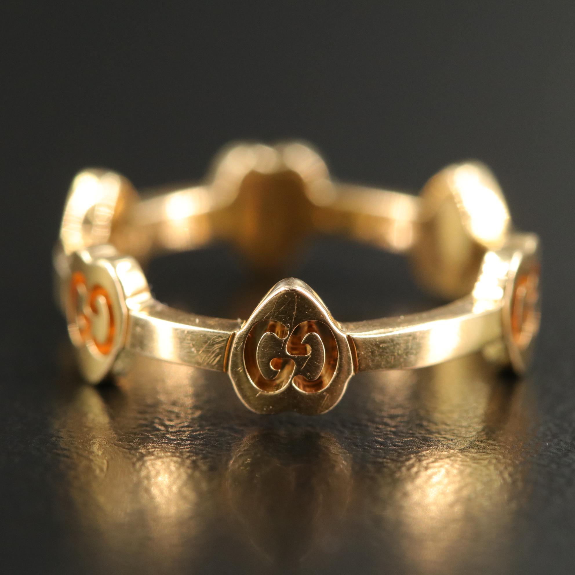 Gucci 18K GG Heart Logo Ring