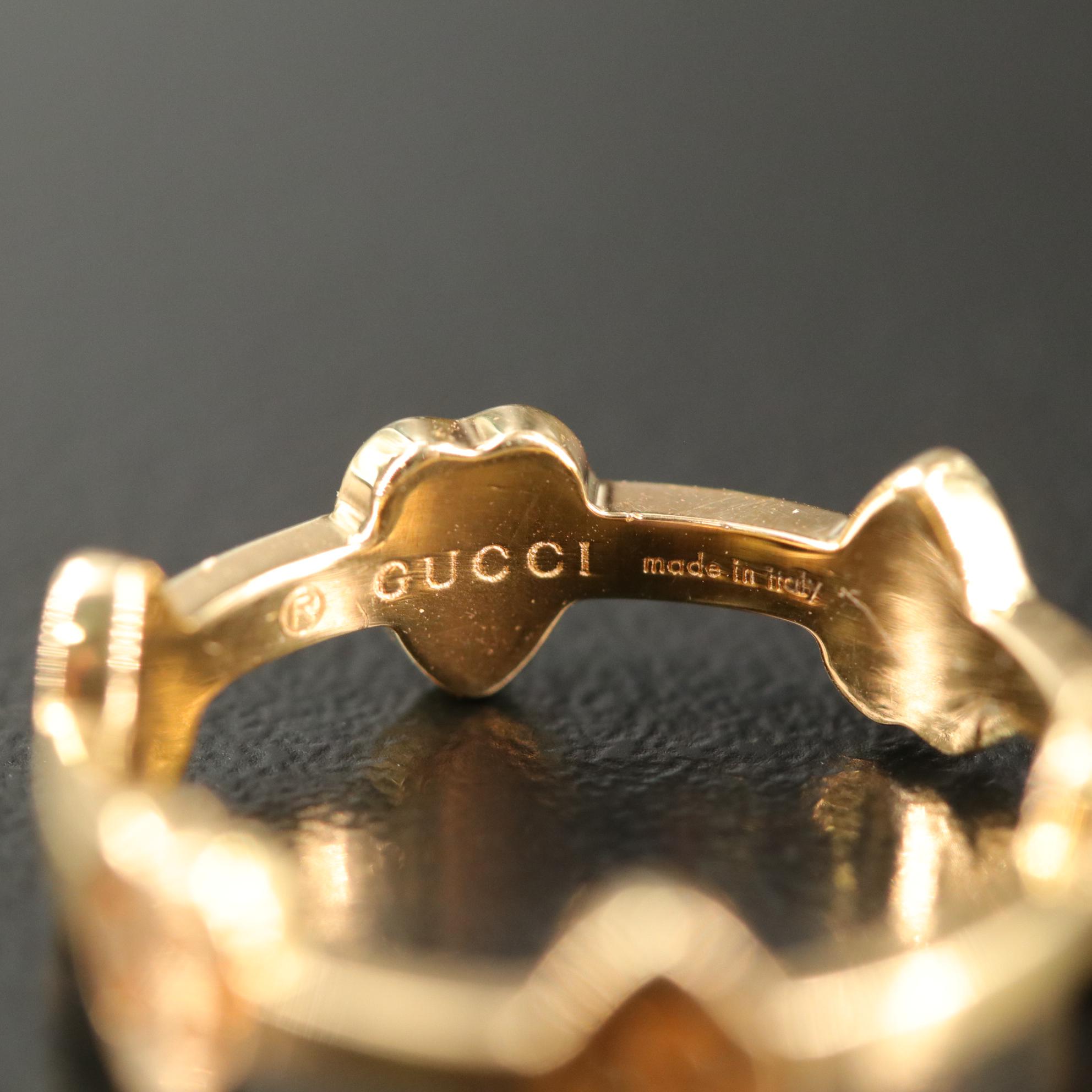 Gucci 18K GG Heart Logo Ring