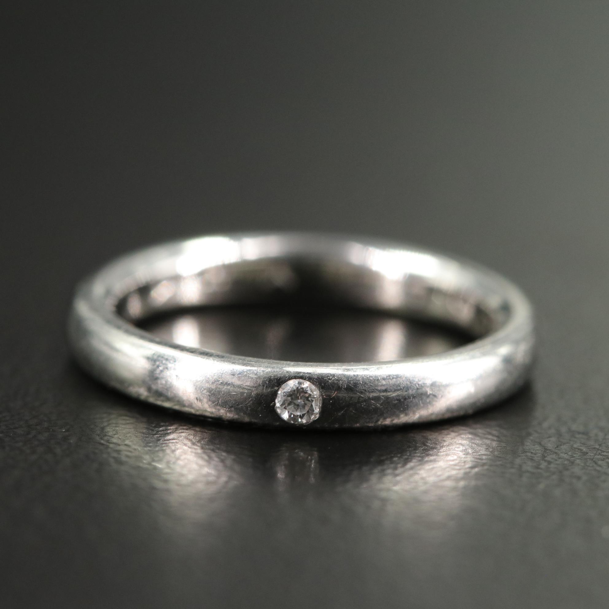 Tiffany & Co. Sterling Diamond Ring With Box