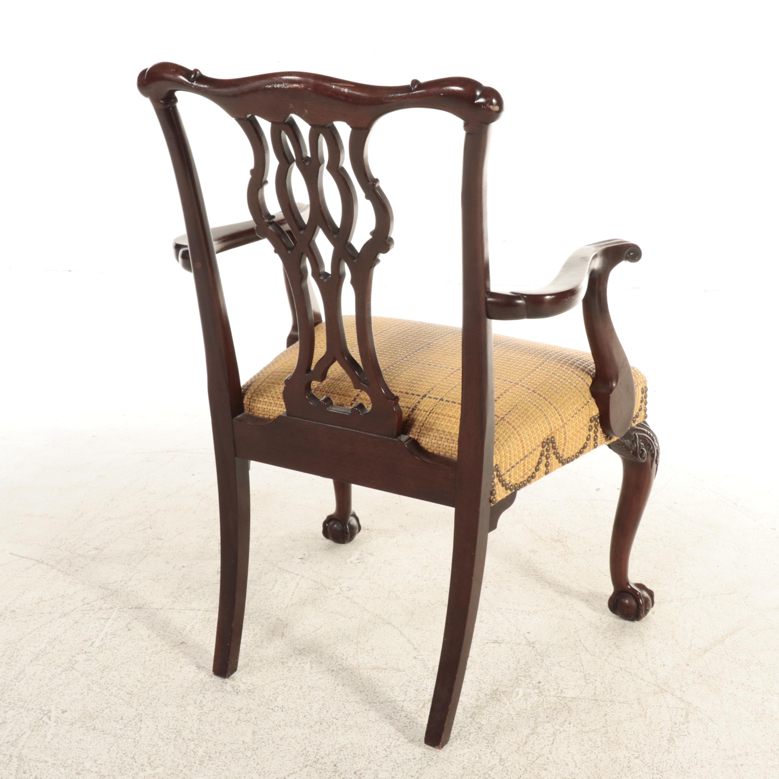 Ten Baker Furniture Chippendale Style Mahogany Dining Chairs, Late 20th