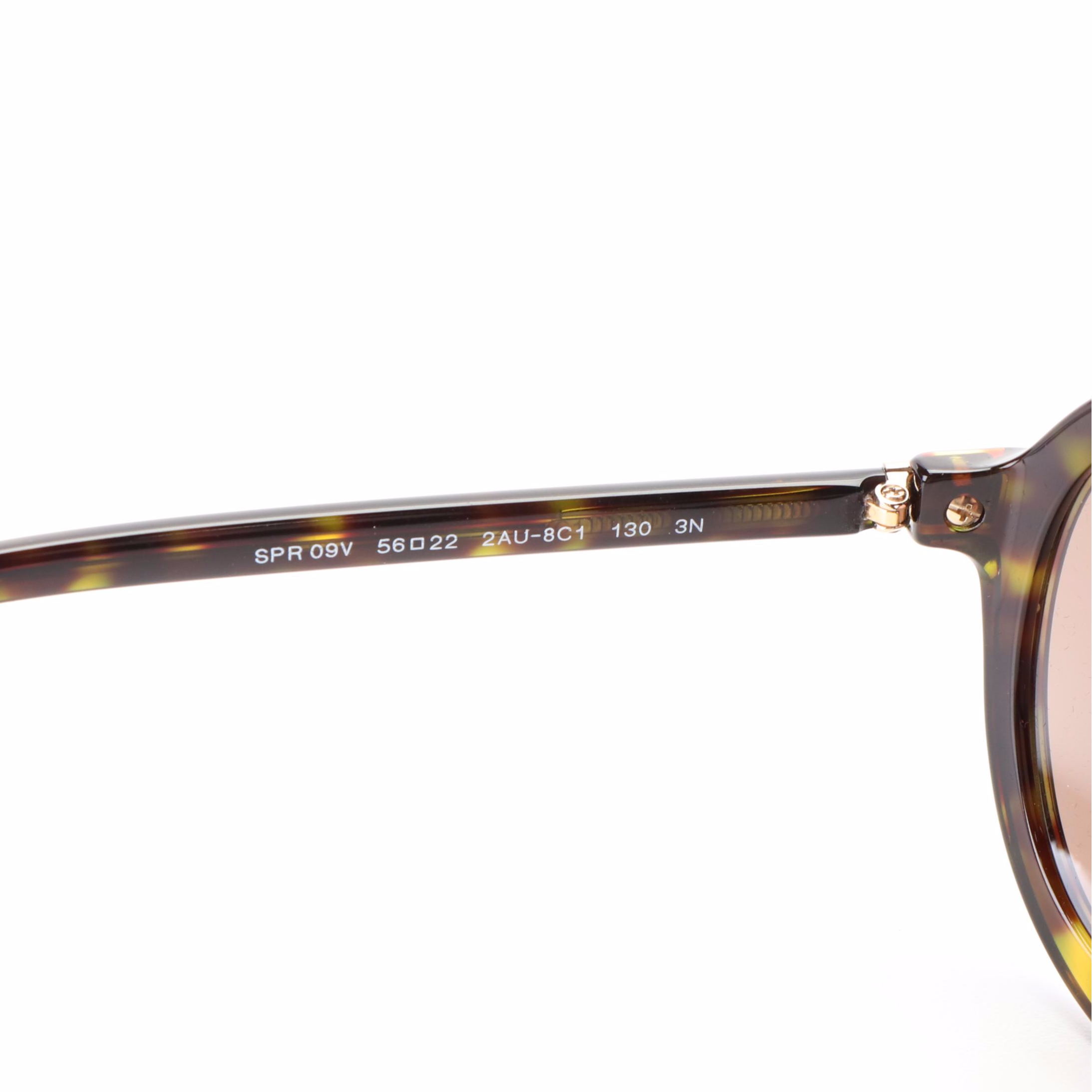 Prada SPR09V Round Sunglasses in Dark Havana Acetate with Case and Box
