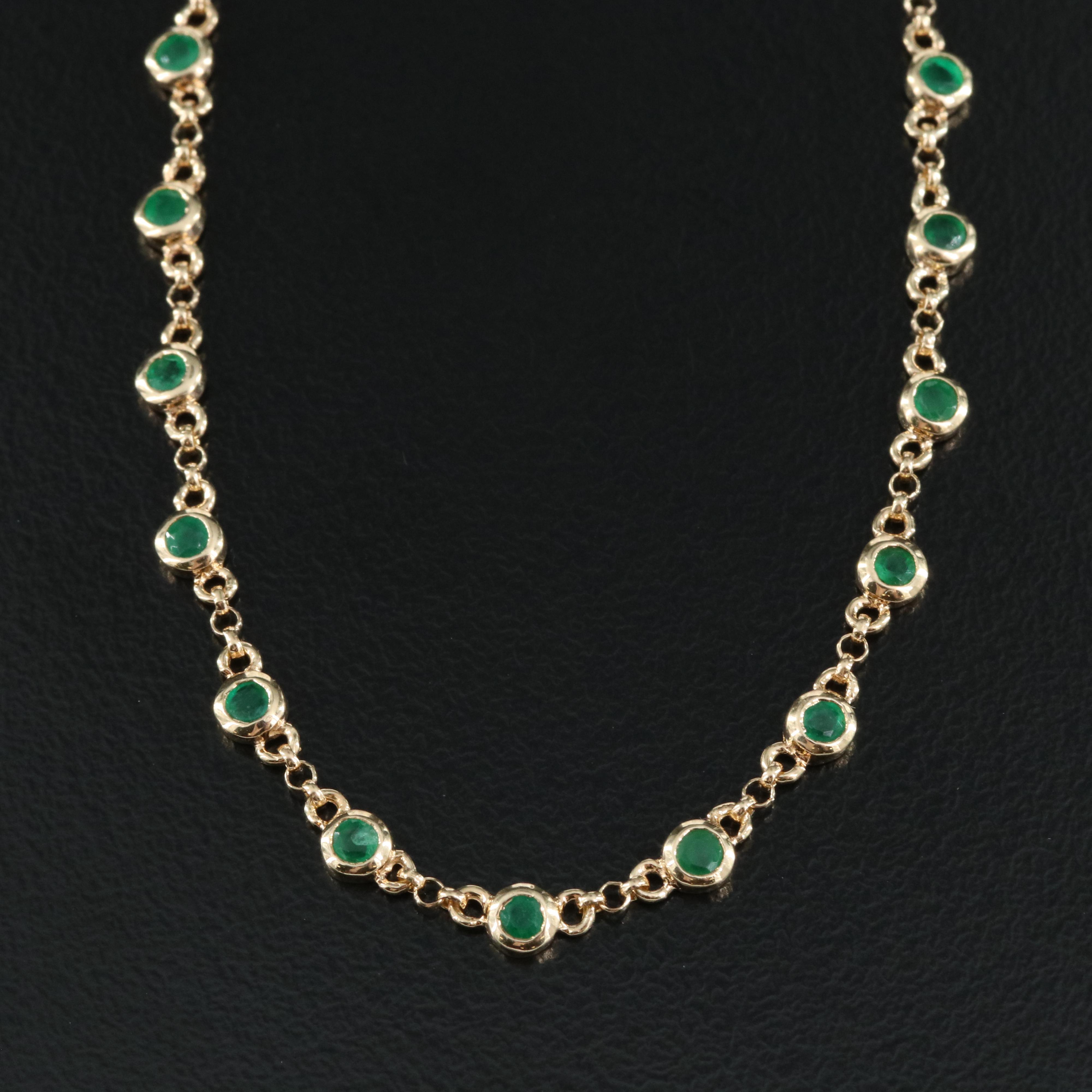 14K Emerald Station Necklace