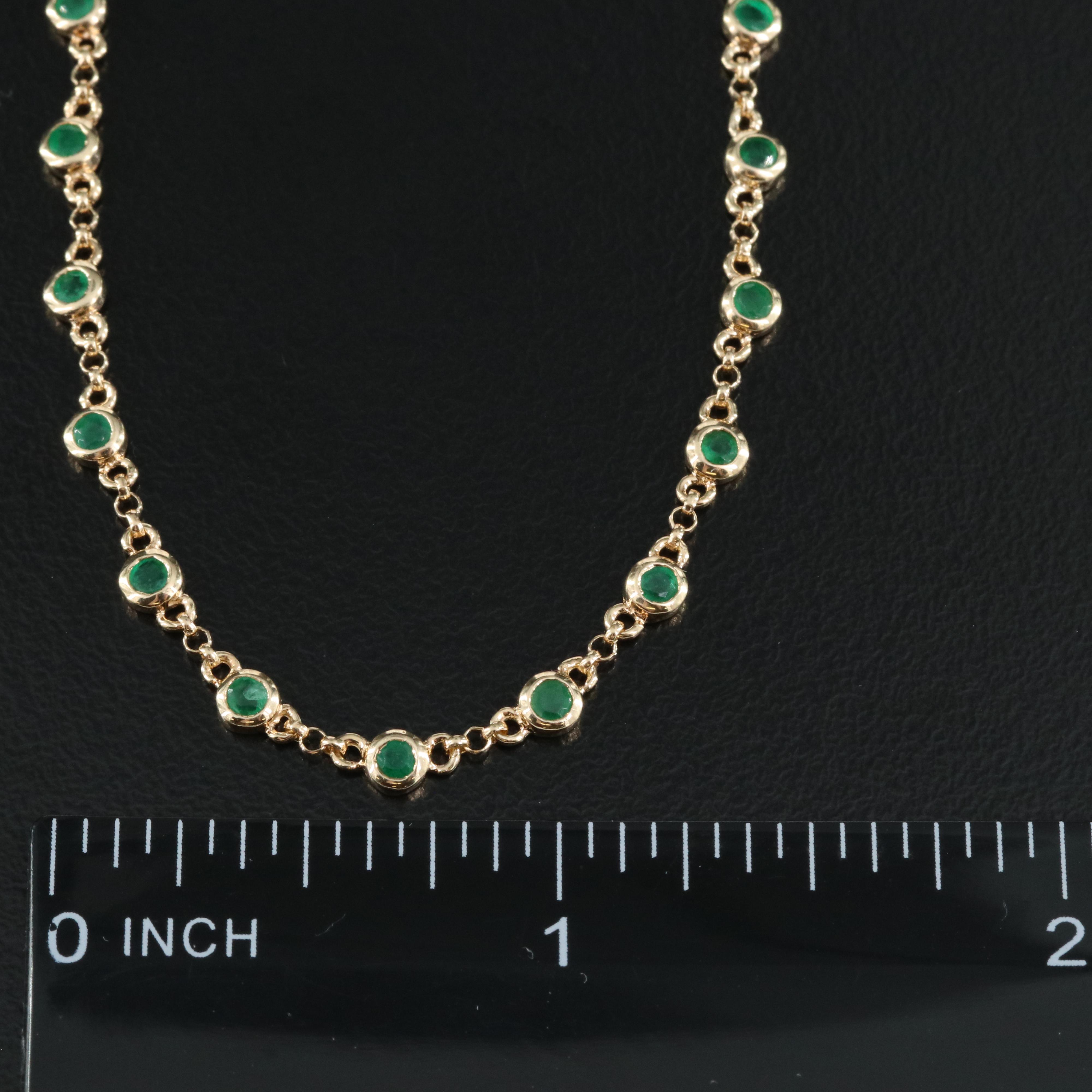 14K Emerald Station Necklace