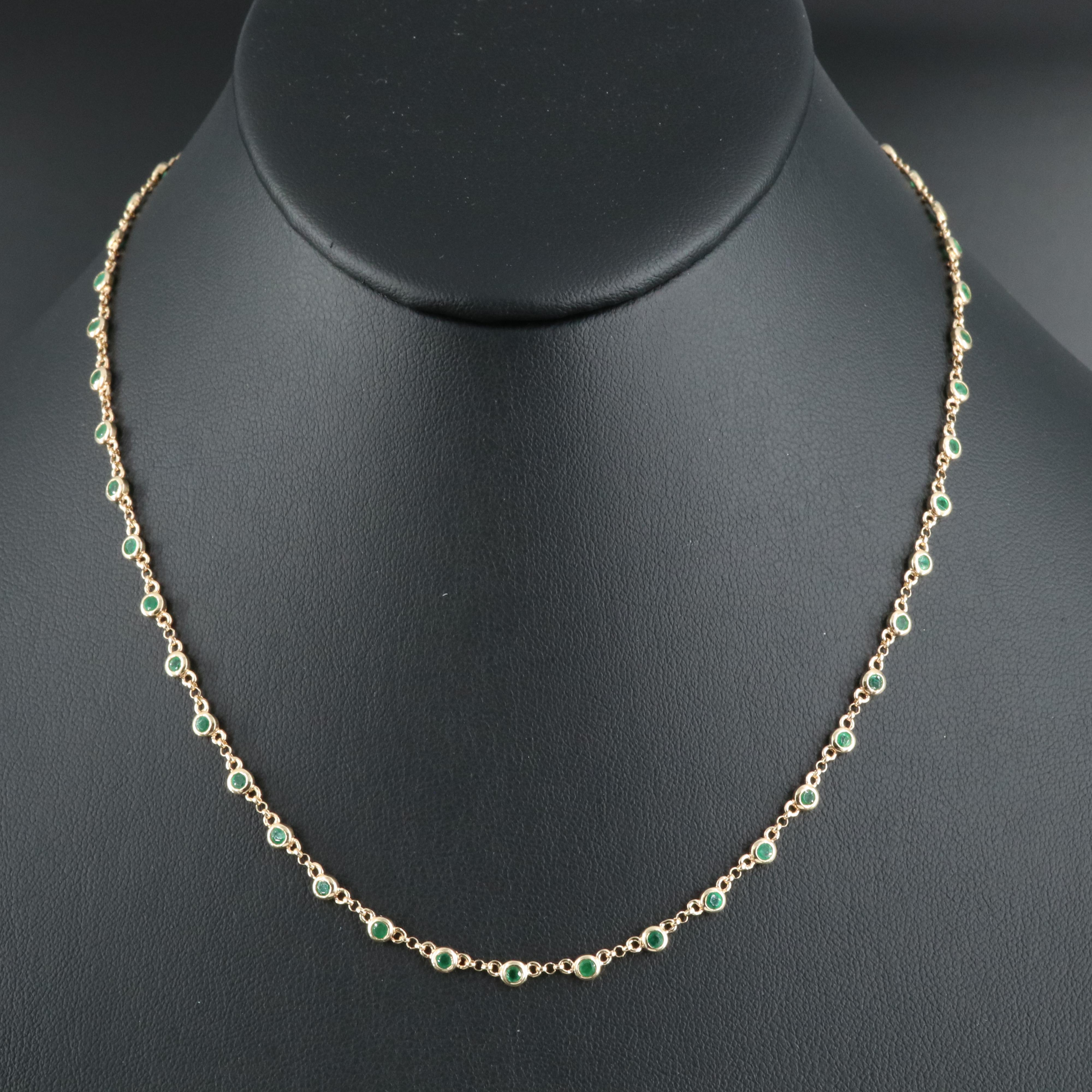 14K Emerald Station Necklace