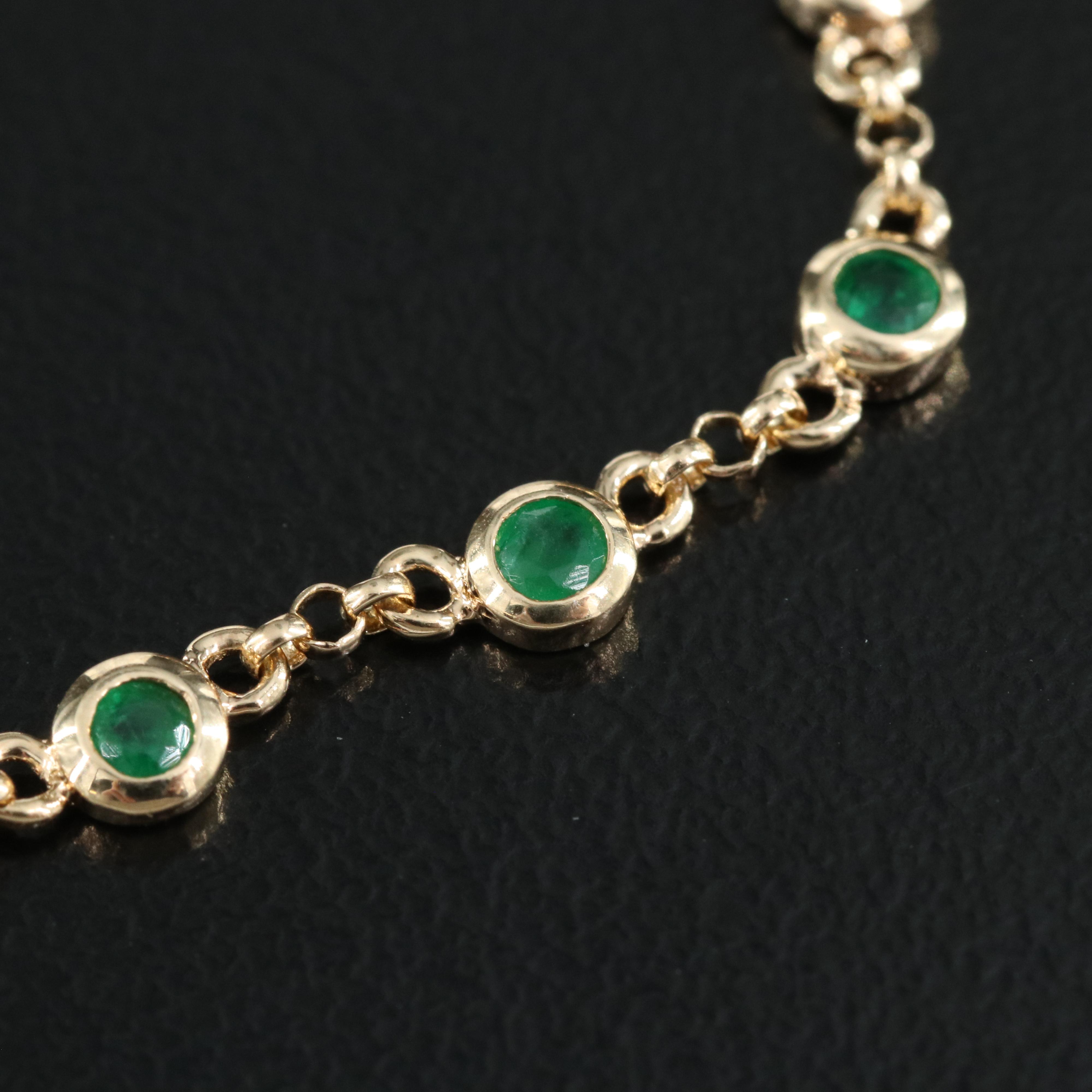 14K Emerald Station Necklace