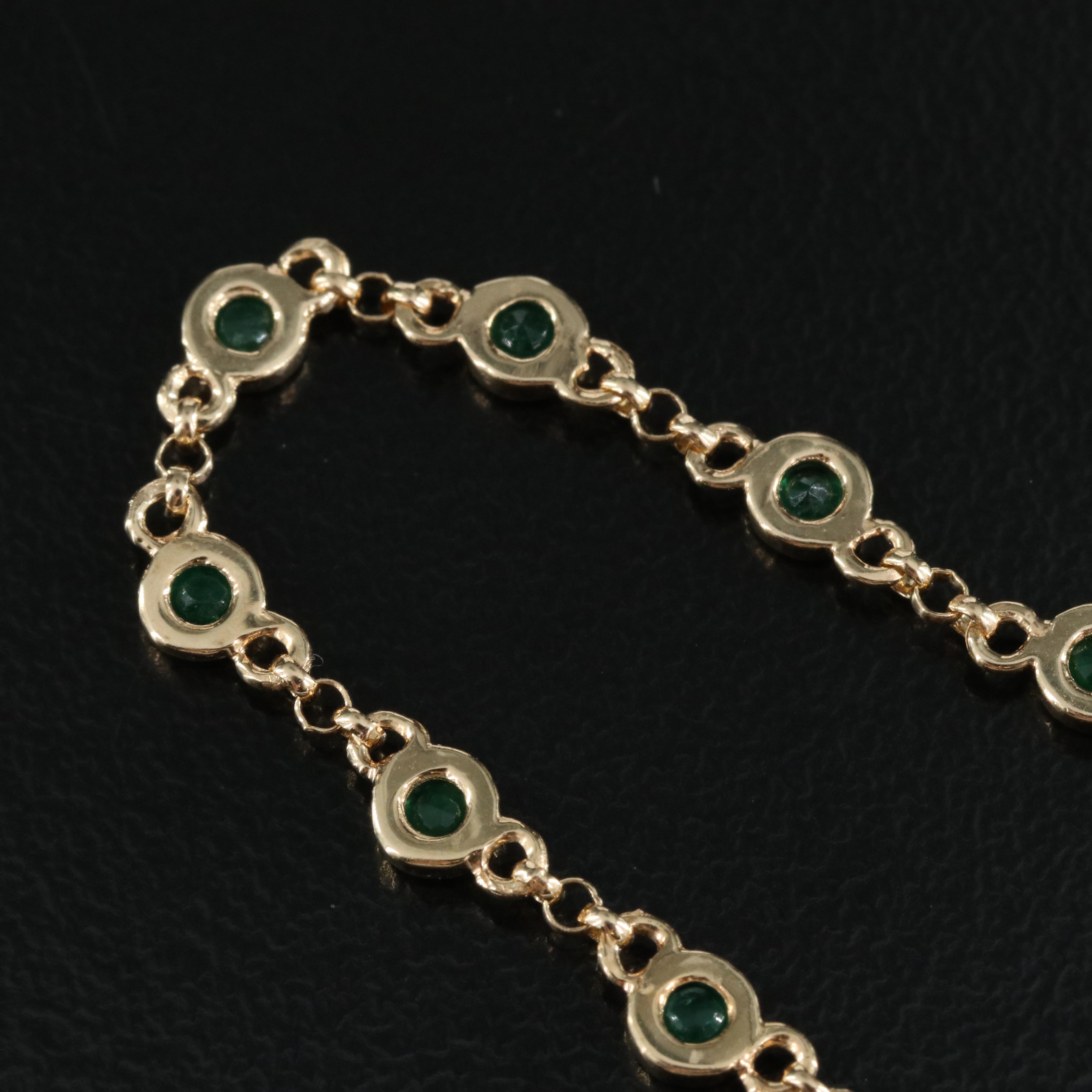 14K Emerald Station Necklace