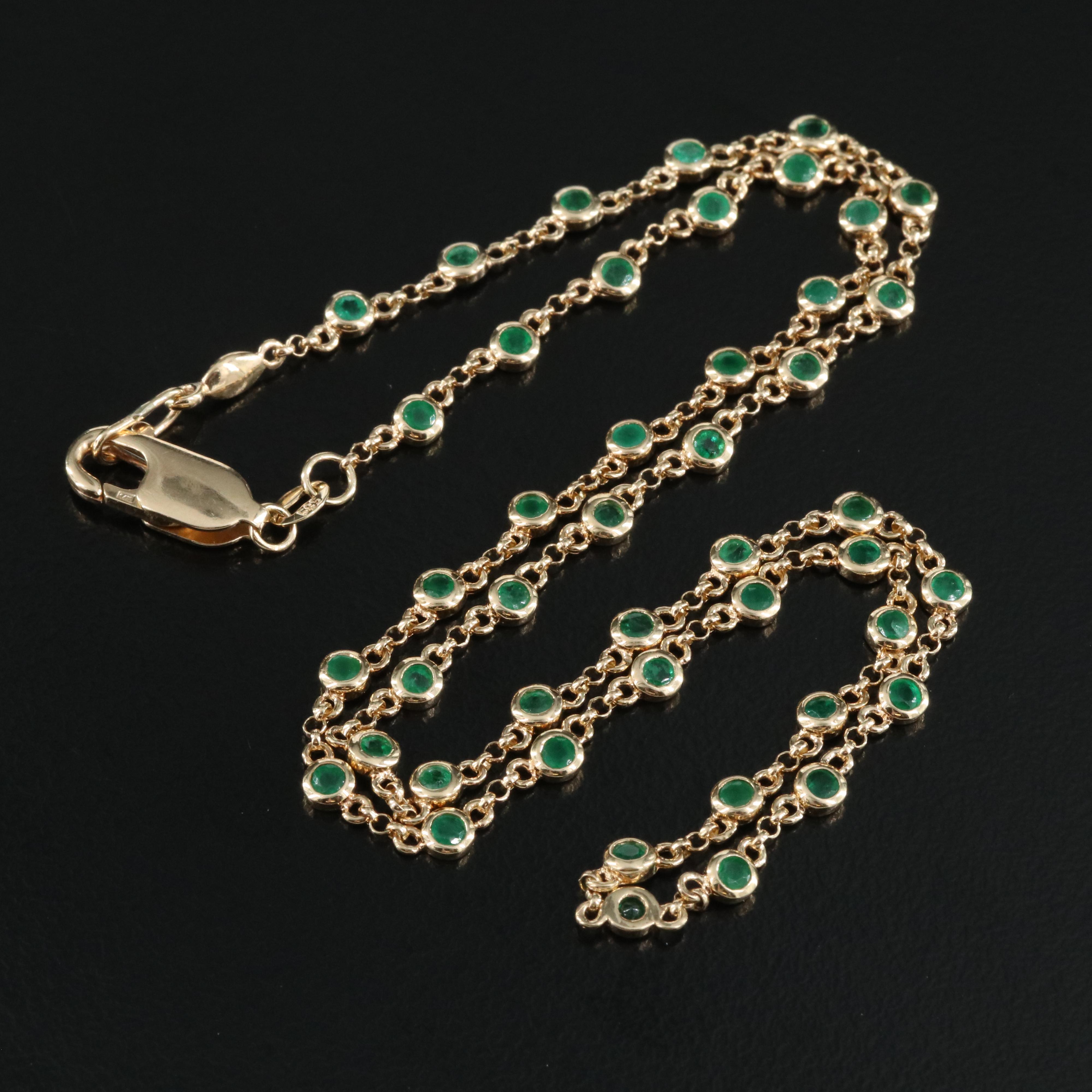 14K Emerald Station Necklace