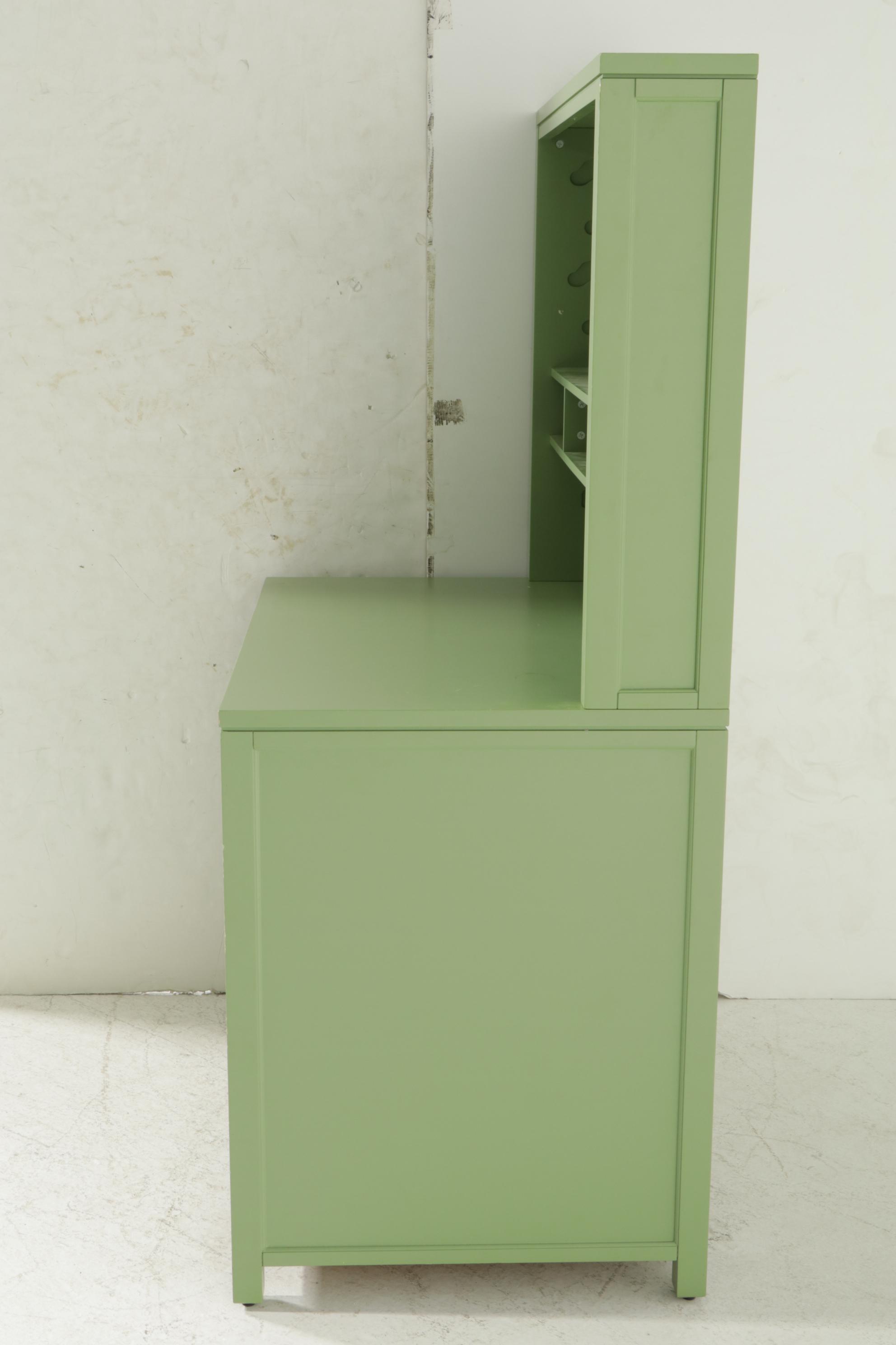 Pottery Barn Green Finished Flat File Cabinet and Gift-Wrap Hutch, 21st Century