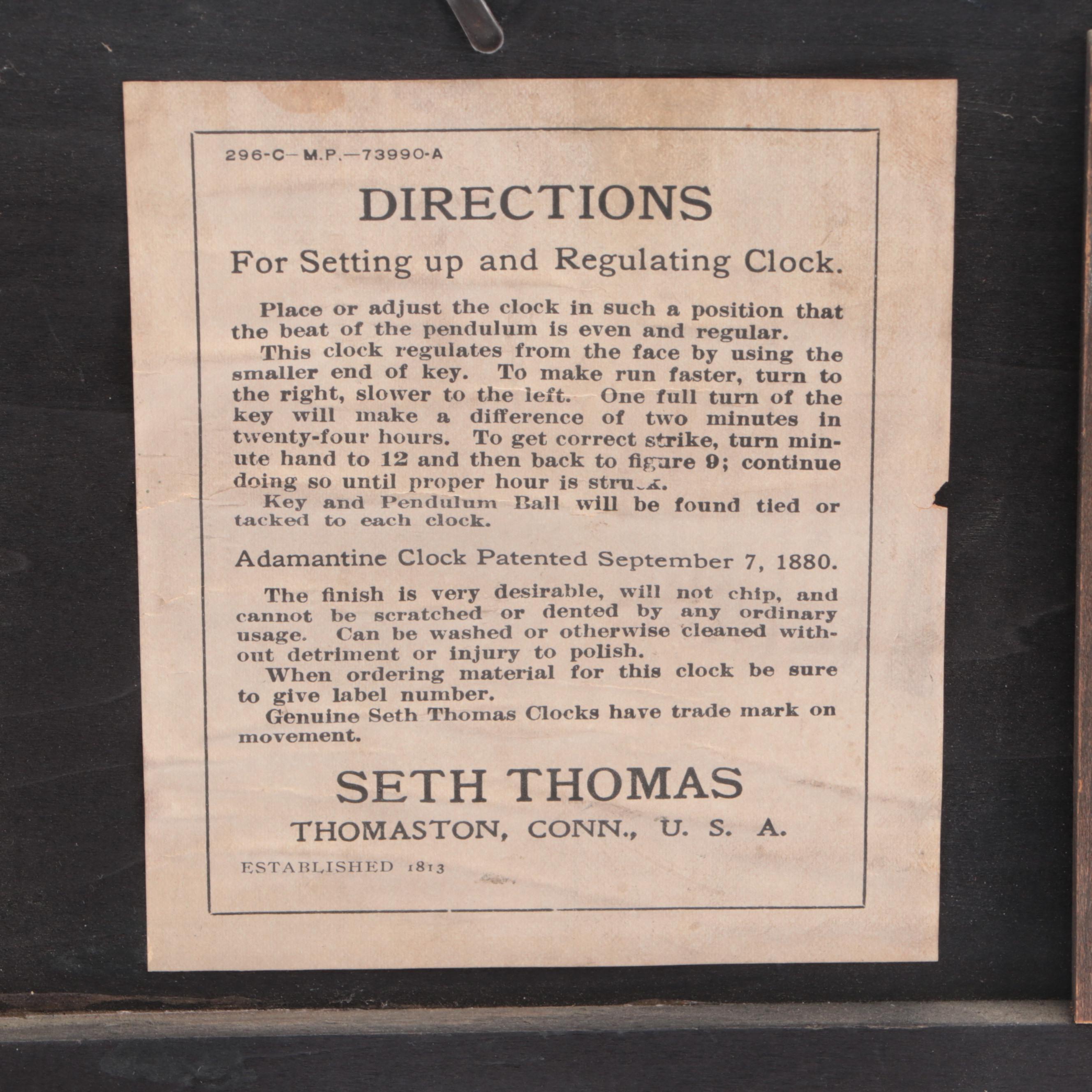 Seth Thomas Adamantine Mantel Clock, Late 19th/ Early 20th Century