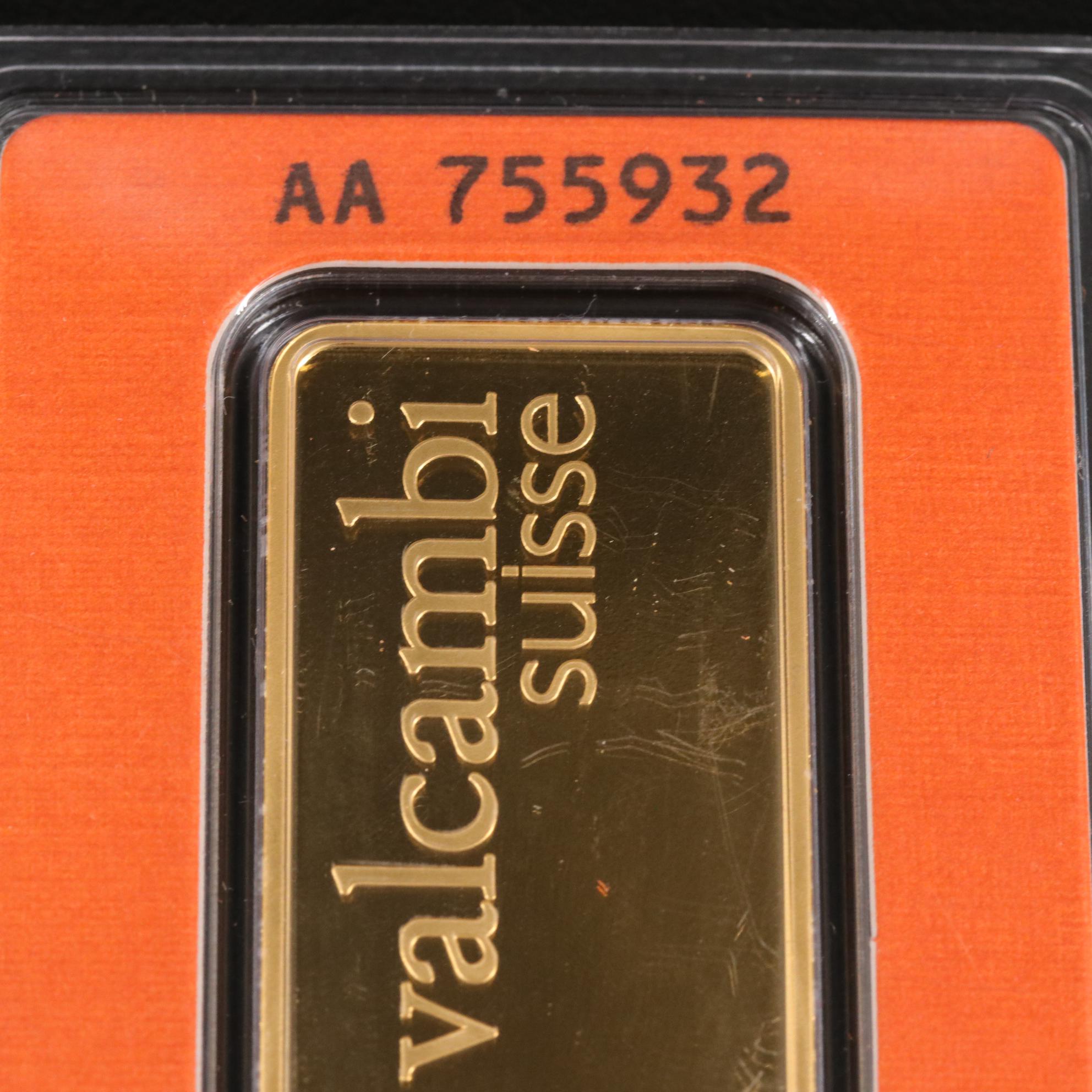 Valcambi Suisse 1-Oz. Fine Gold Bar