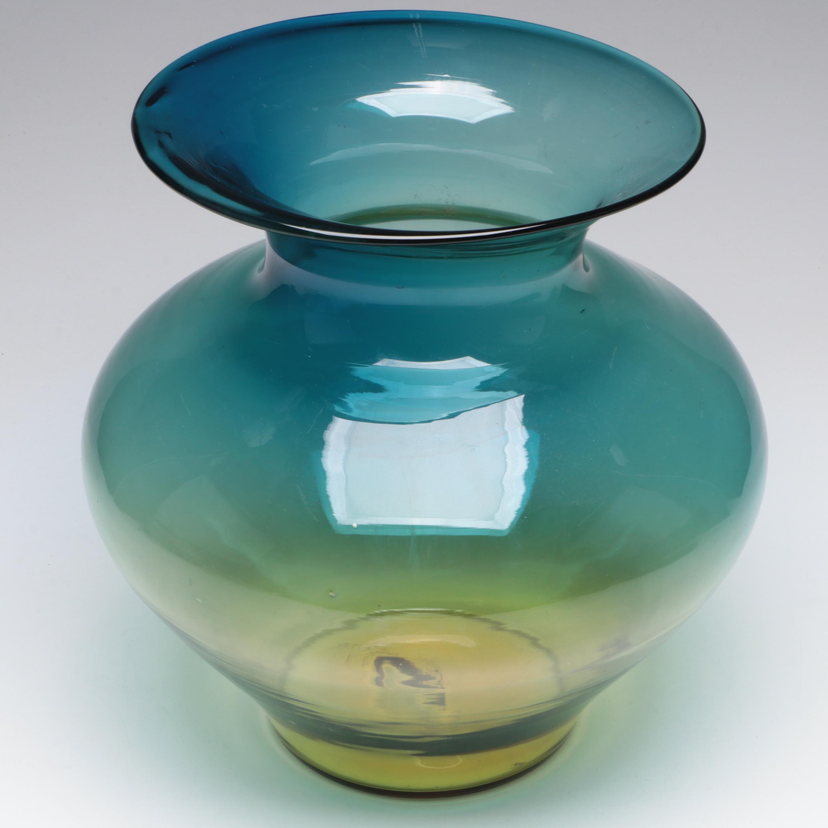 Blenko Desert Green to Amber Glass Vase
