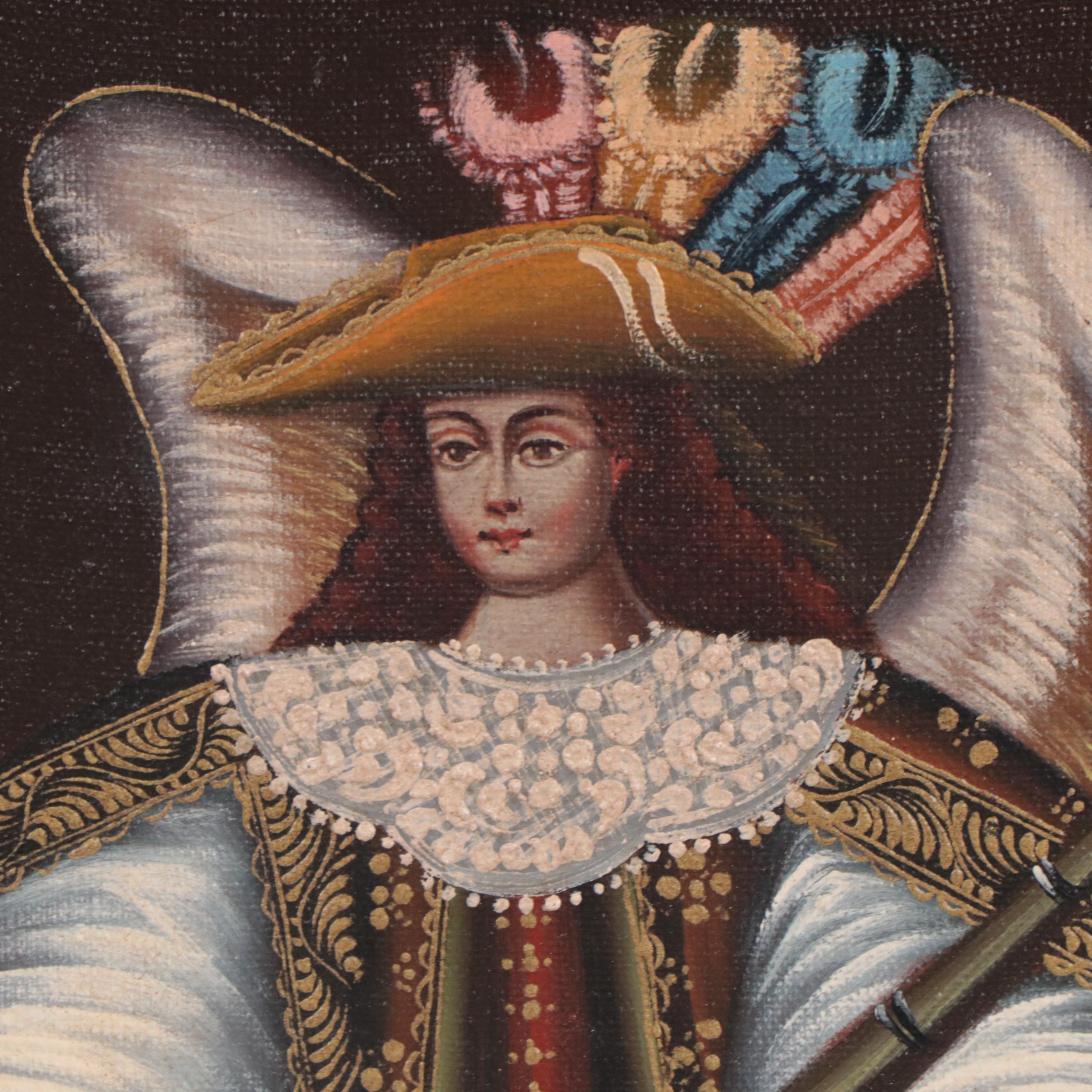 Cuzco School Style Oil Painting of Archangel "Uriel Lumen Dei"