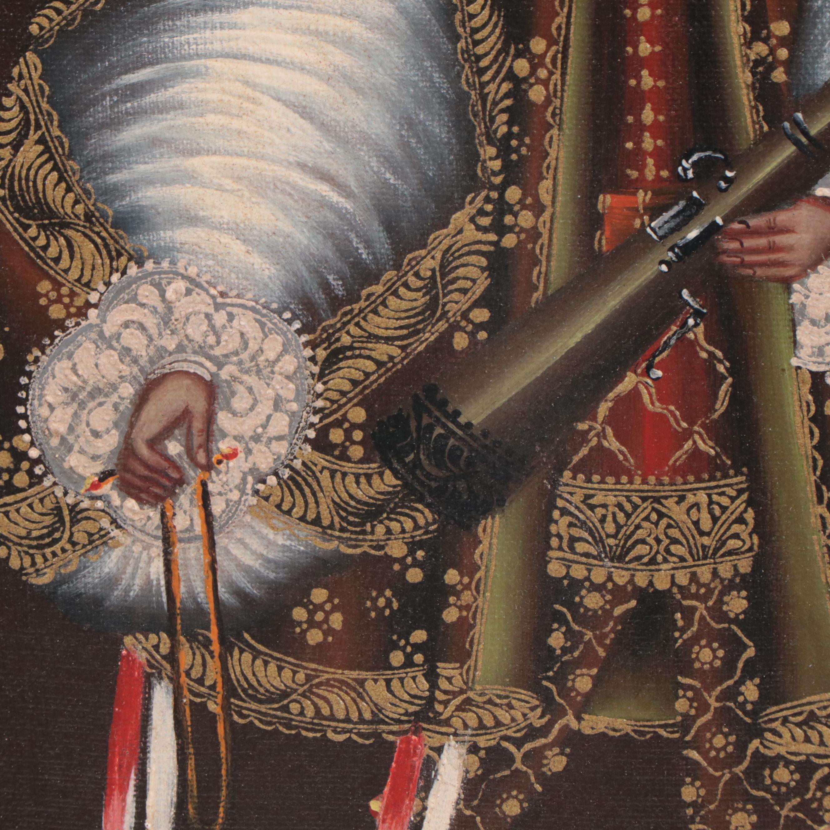 Cuzco School Style Oil Painting of Archangel "Uriel Lumen Dei"