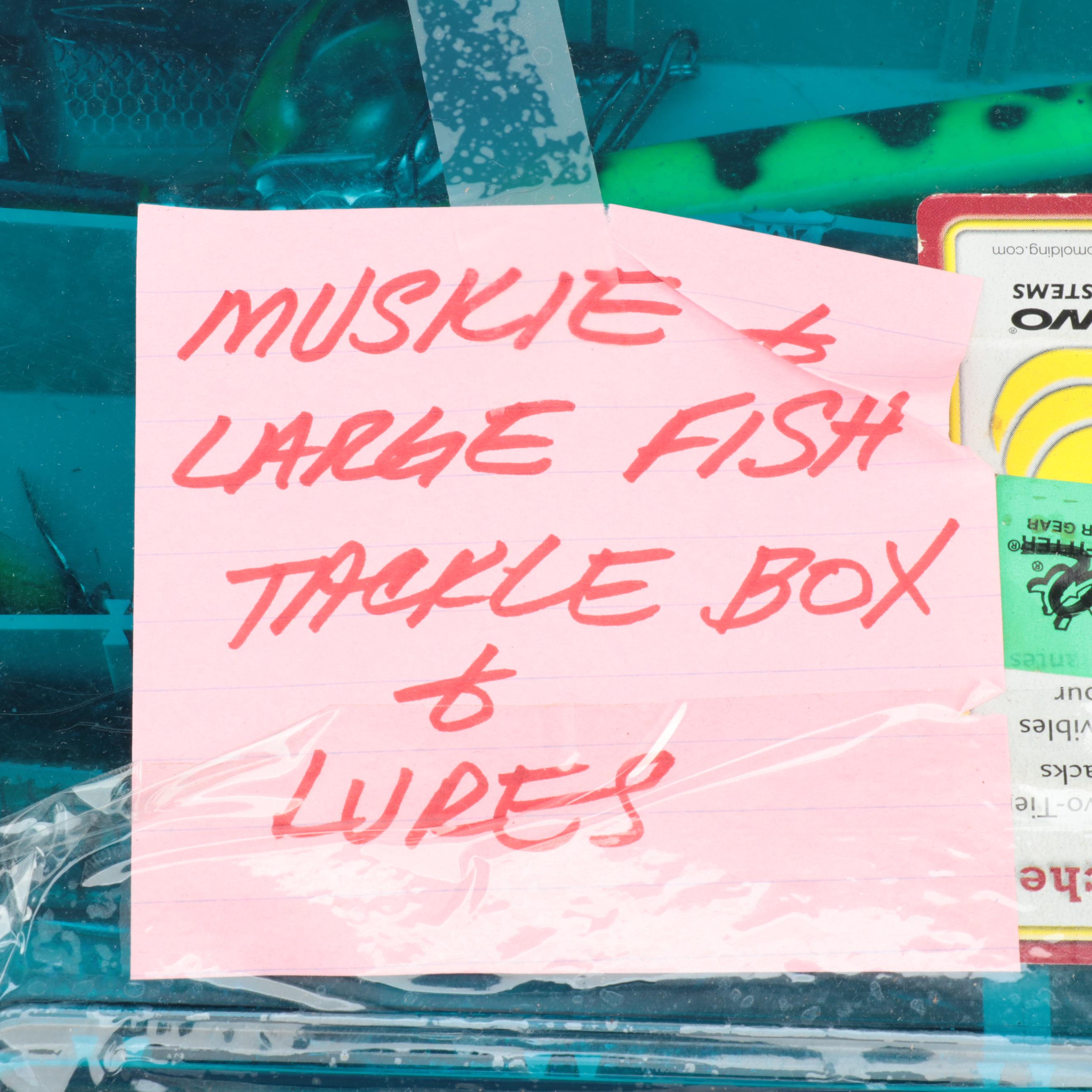 Plano Two Tier Tackle Box with Plastic Fish Baits and More