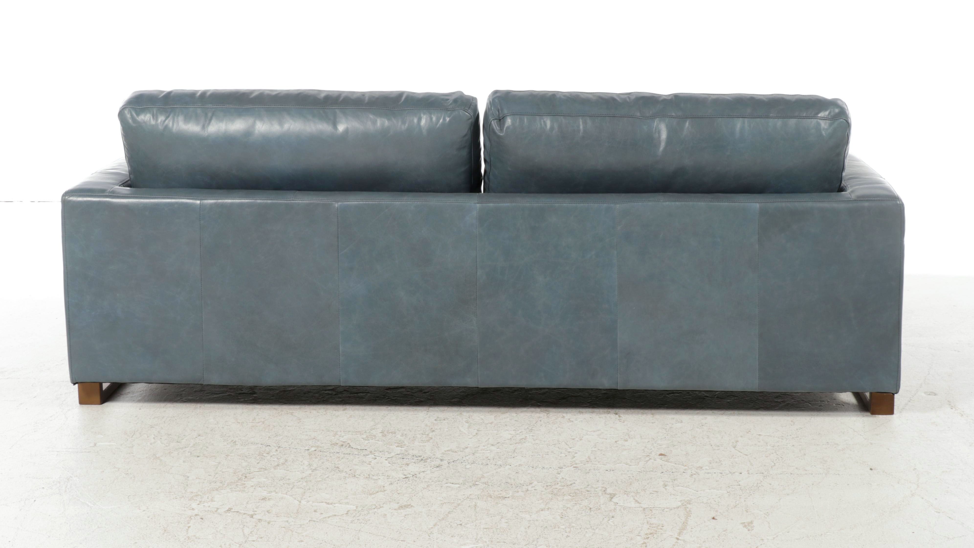Navy Leather Sofa