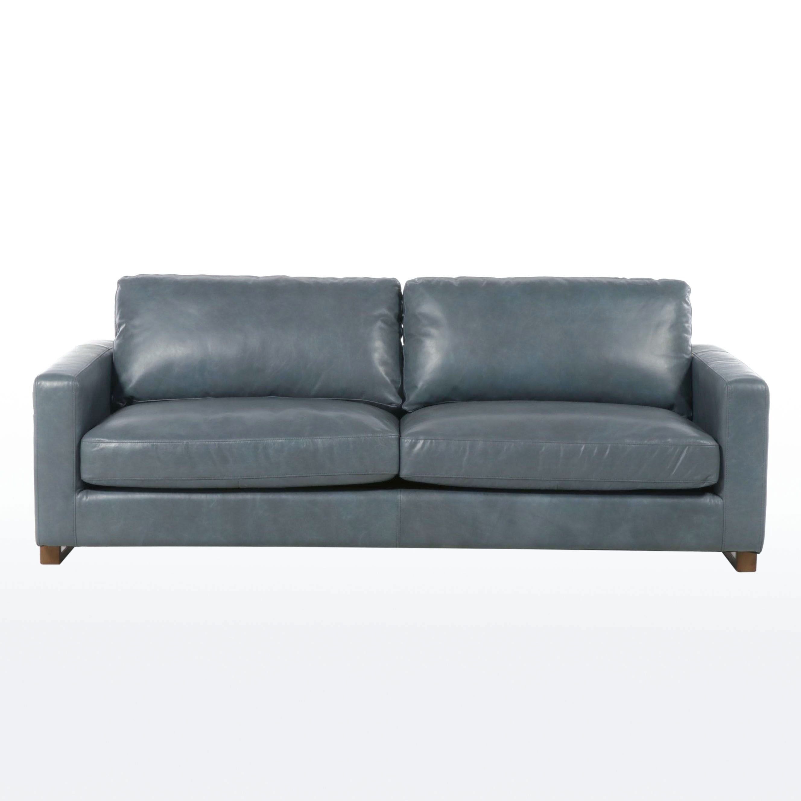 Navy Leather Sofa