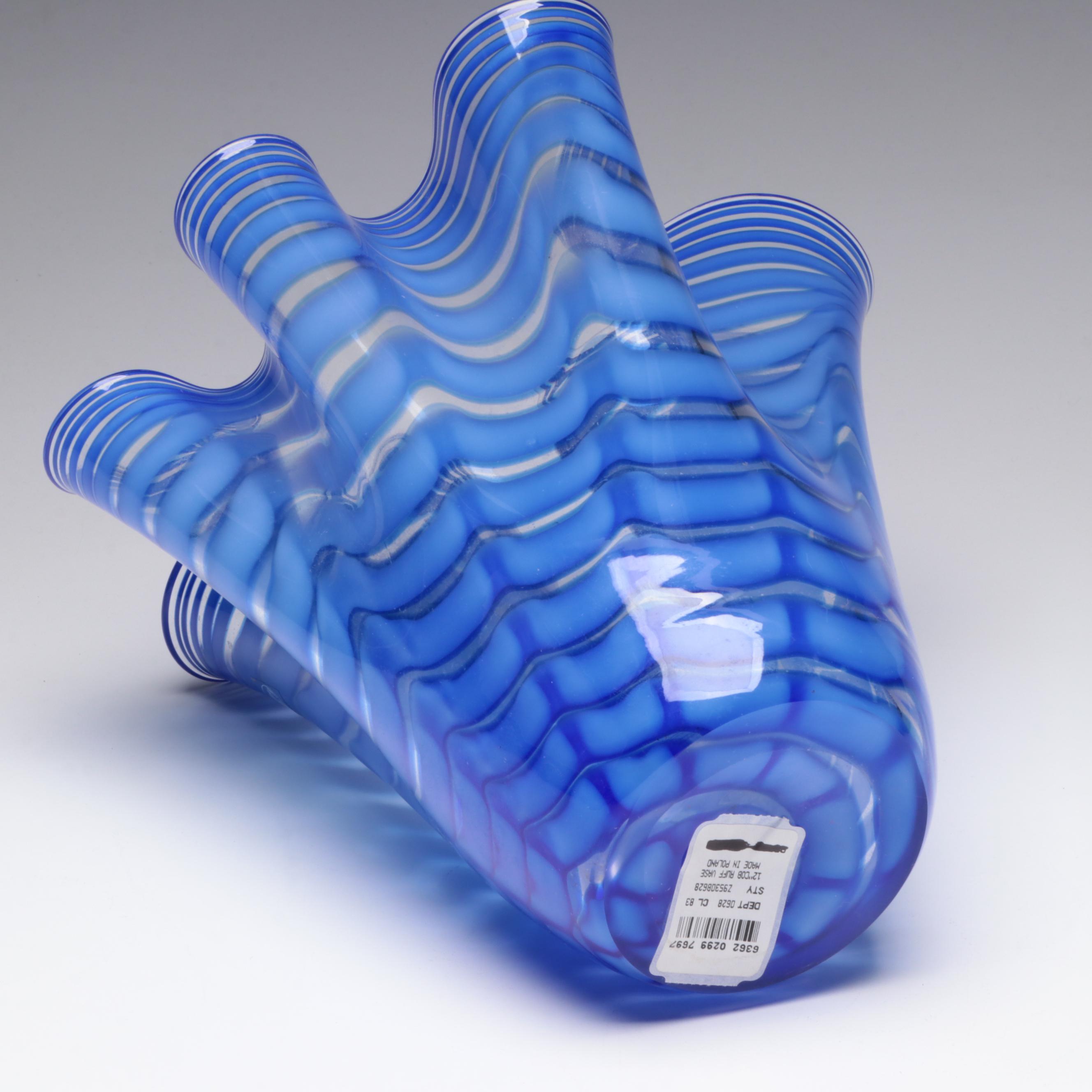 Royal Gallery Polish Art Glass Ruffled Vase