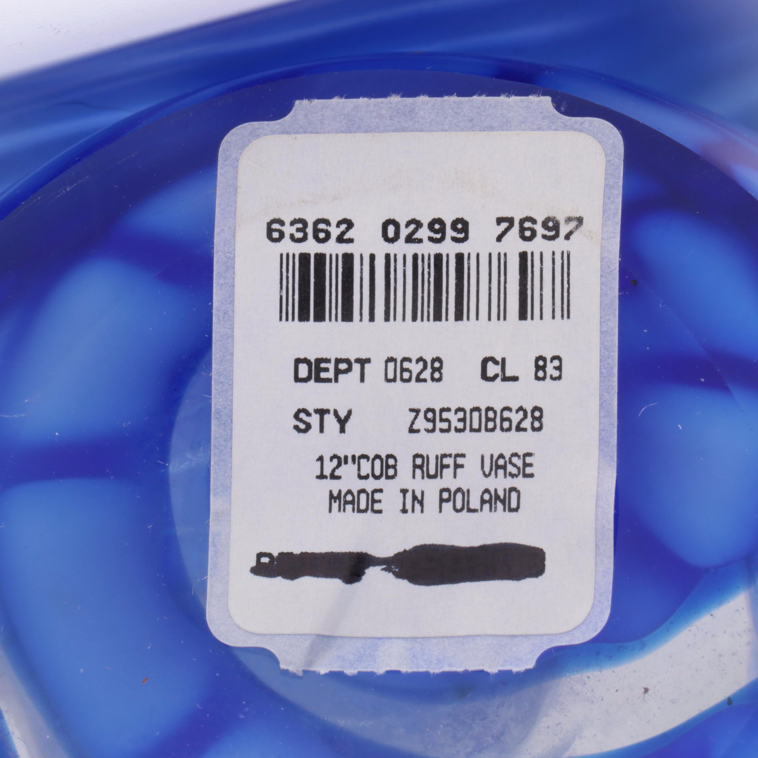 Royal Gallery Polish Art Glass Ruffled Vase