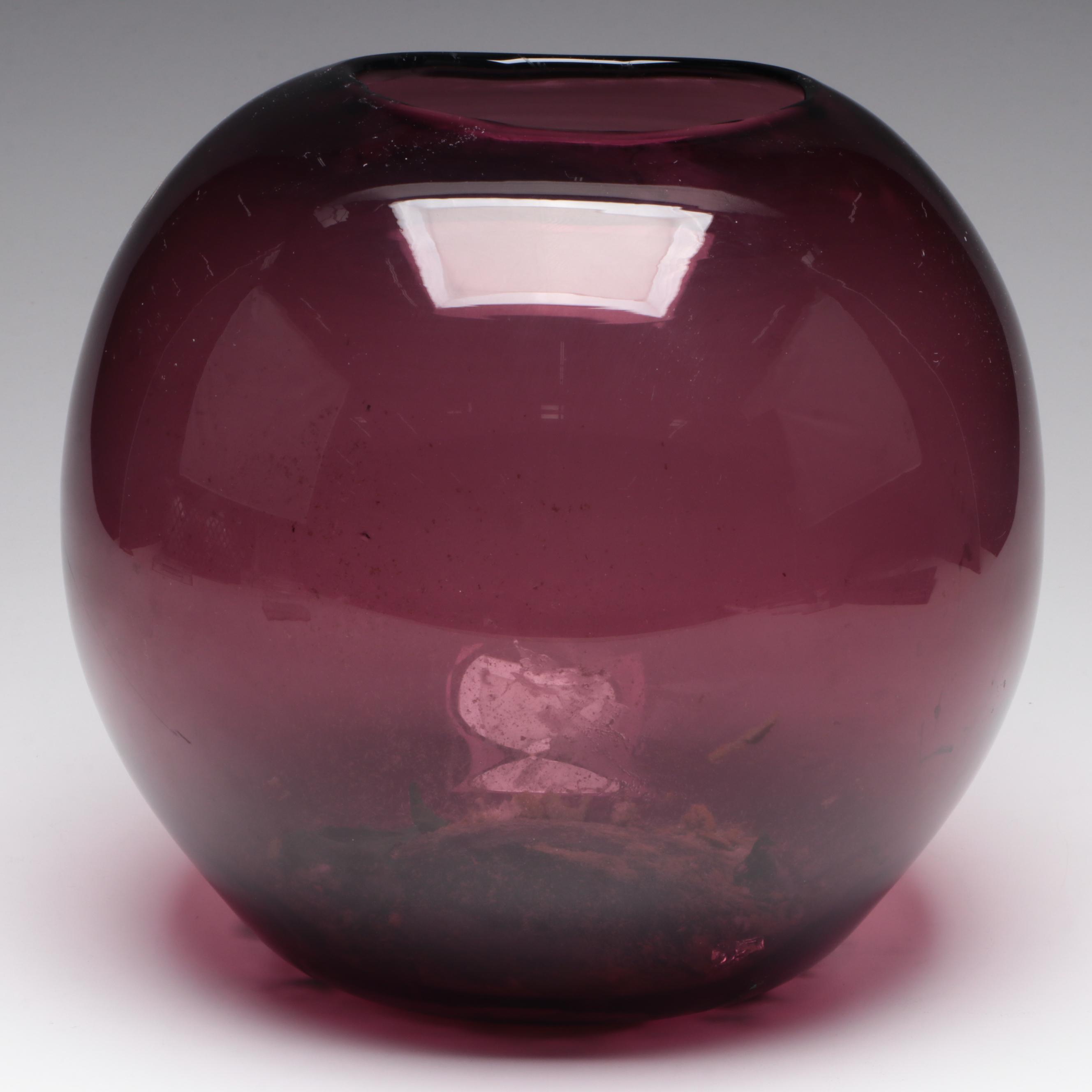 Blenko Handmade Amethyst Glass Rose Bowl
