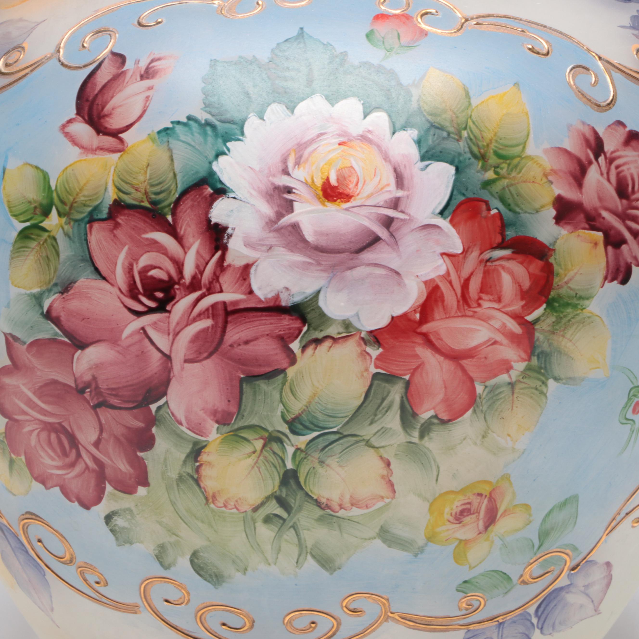 Victorian Style Enamel-Painted Glass Vase