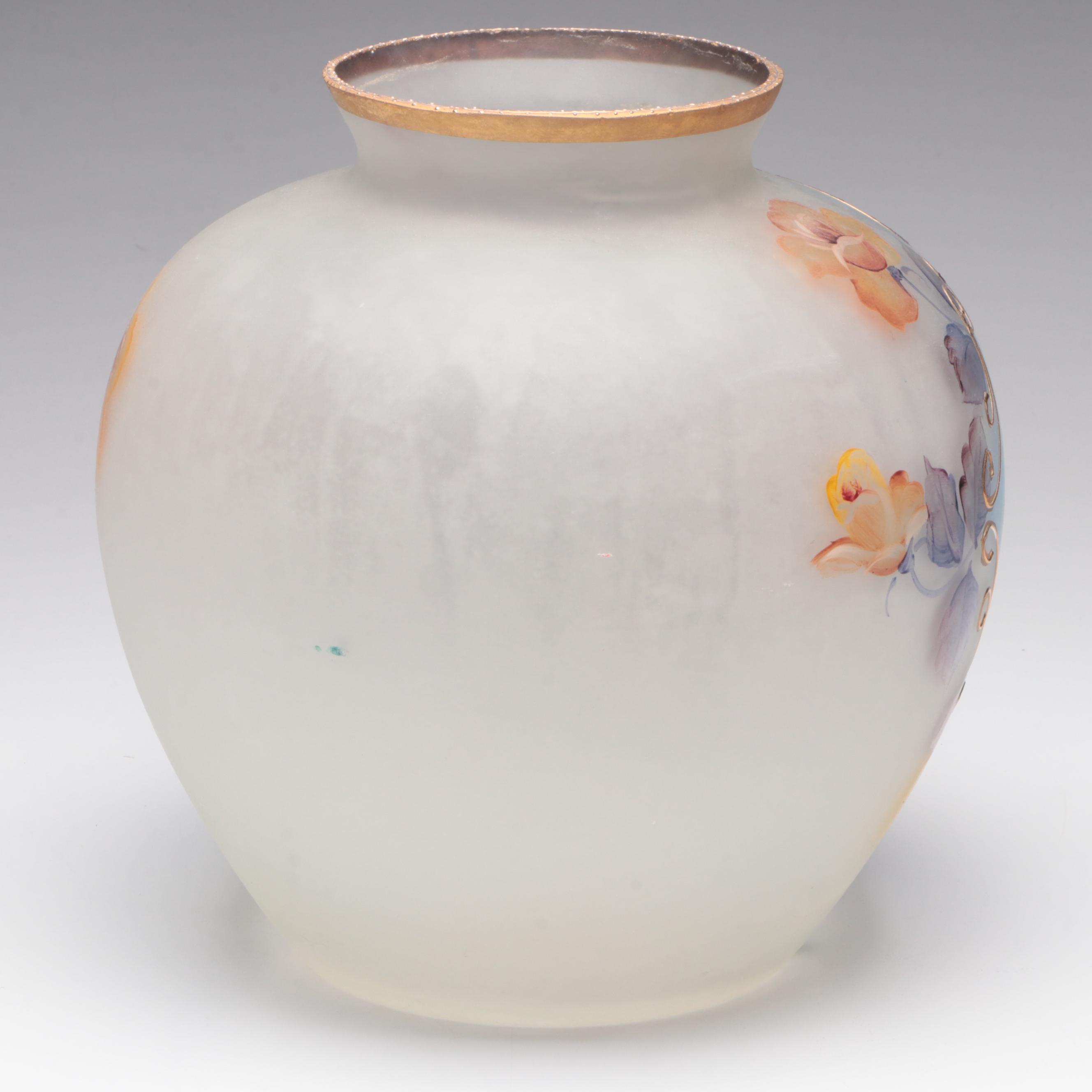 Victorian Style Enamel-Painted Glass Vase