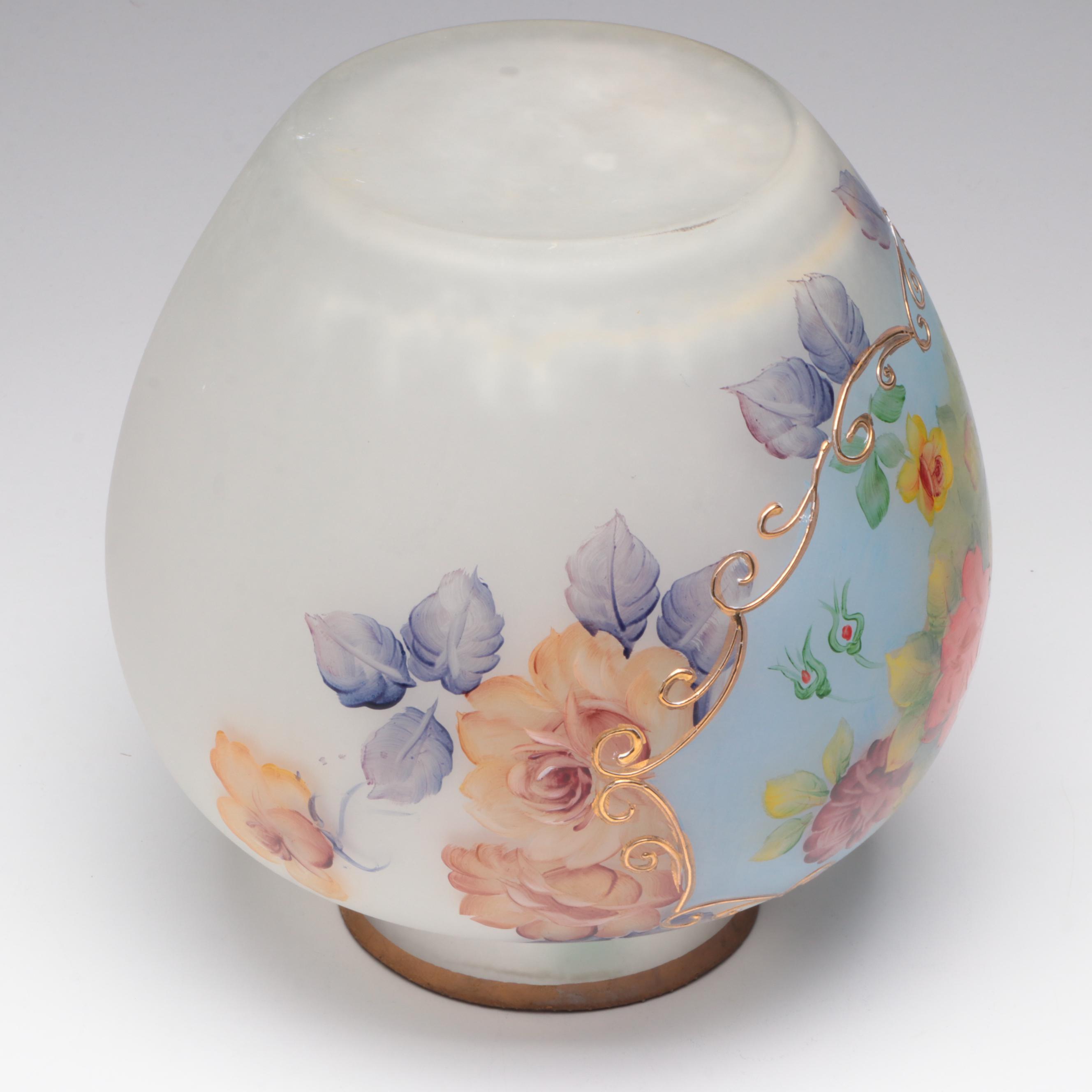 Victorian Style Enamel-Painted Glass Vase