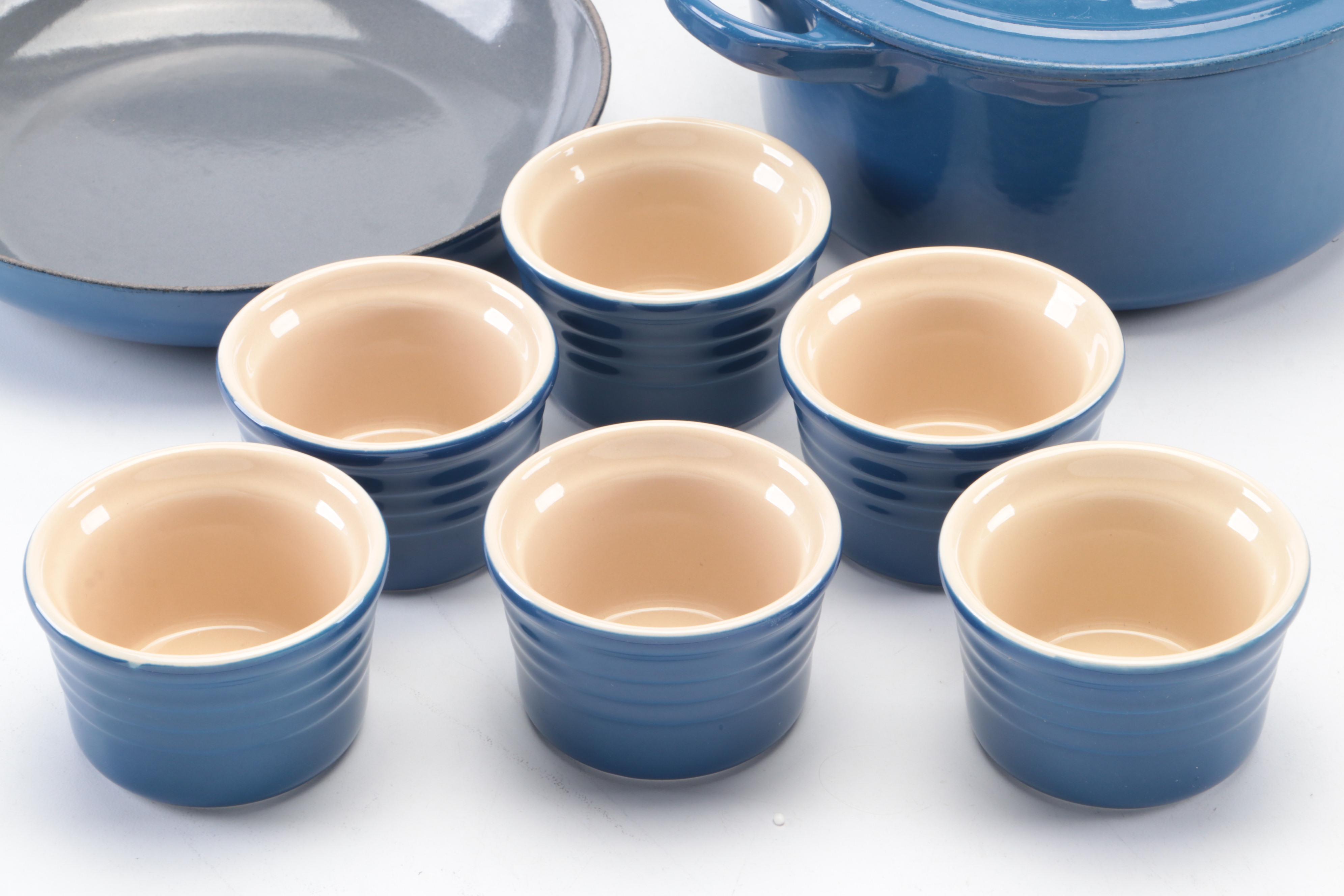 Le Creuset Cast Iron Enamel Pots and Pans with Stoneware Ramekins