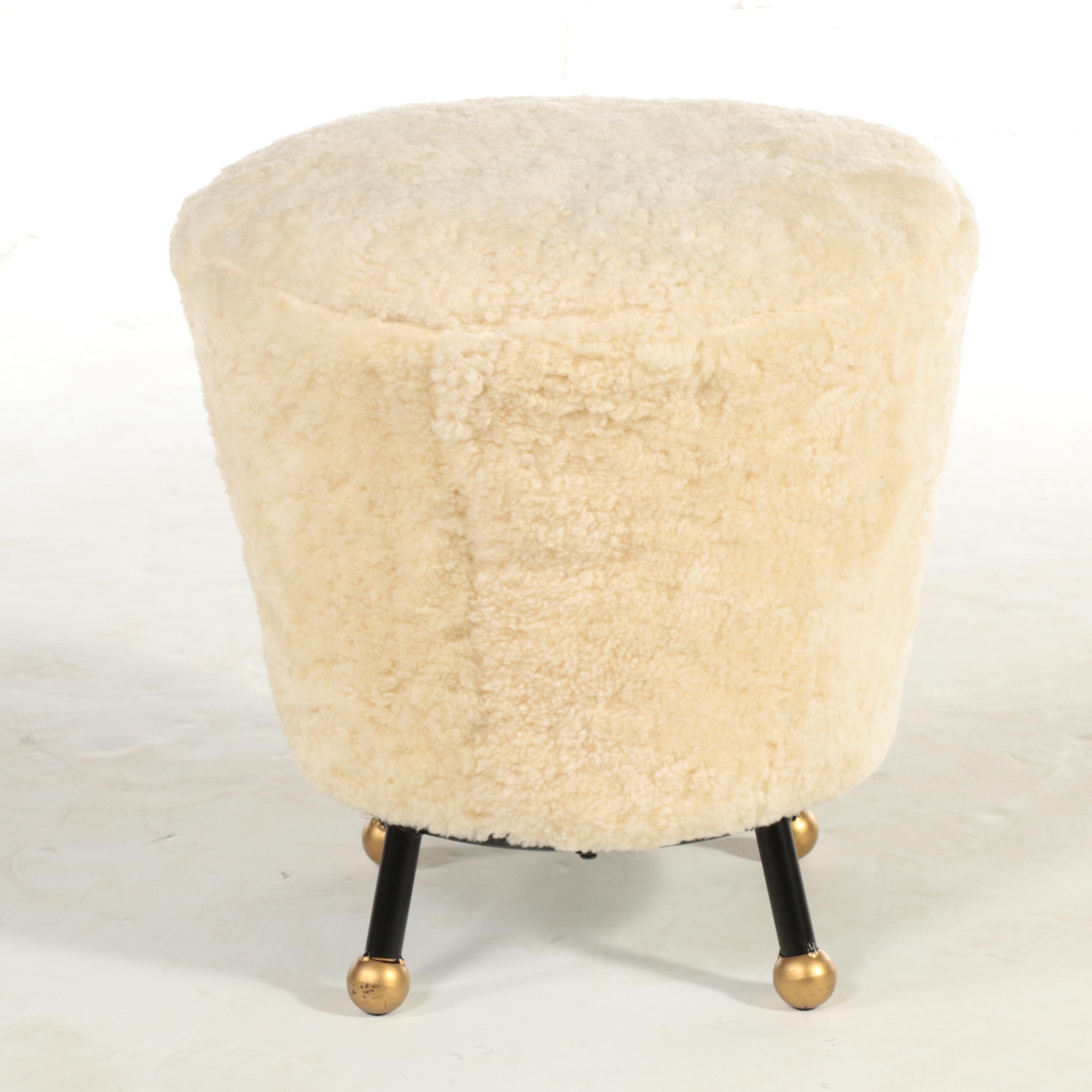 Safavieh Modernist Style Faux Shearling Upholstered Ottoman