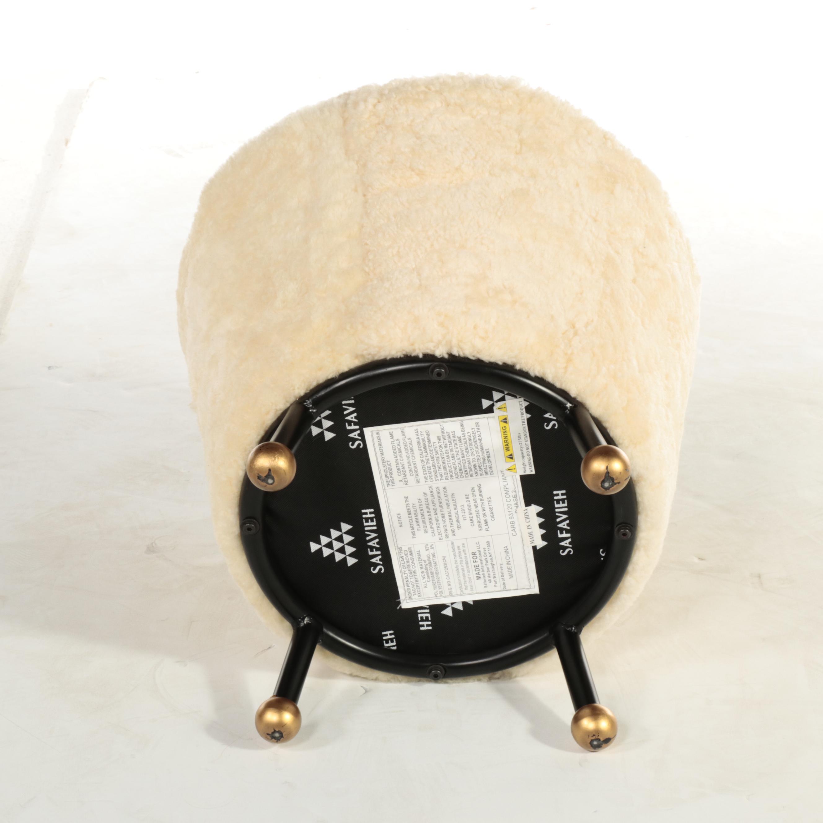 Safavieh Modernist Style Faux Shearling Upholstered Ottoman