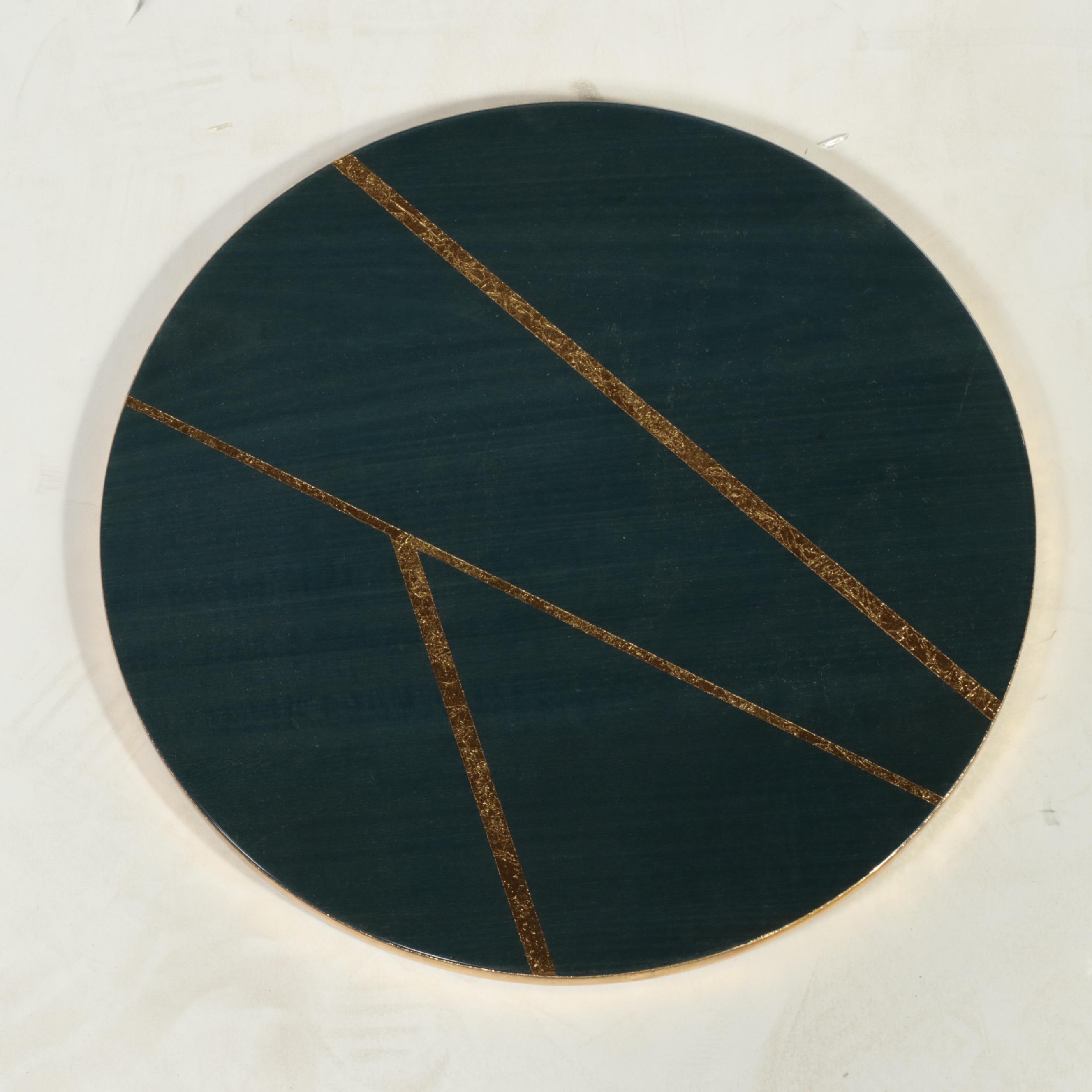 Modernist Style Brass Concentric Brass Framed End Table