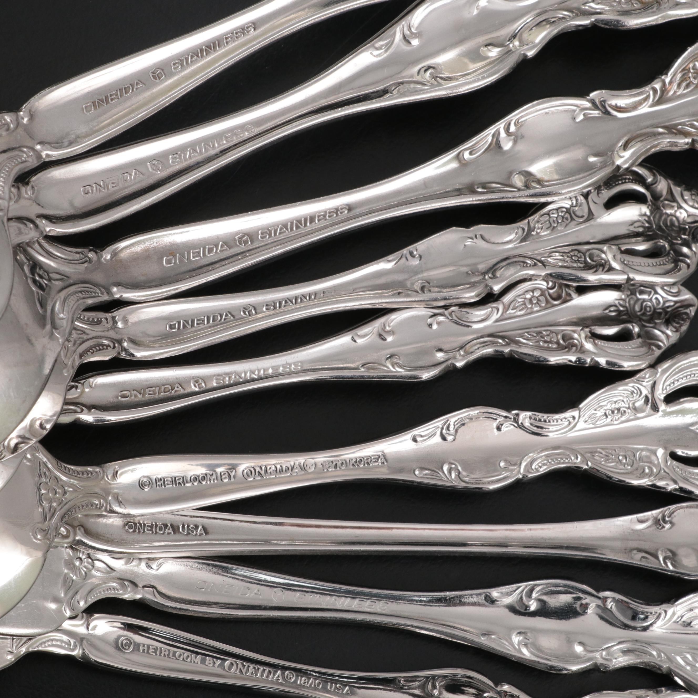 Oneida "Michelangelo" Stainless Steel Flatware in Storage Chest